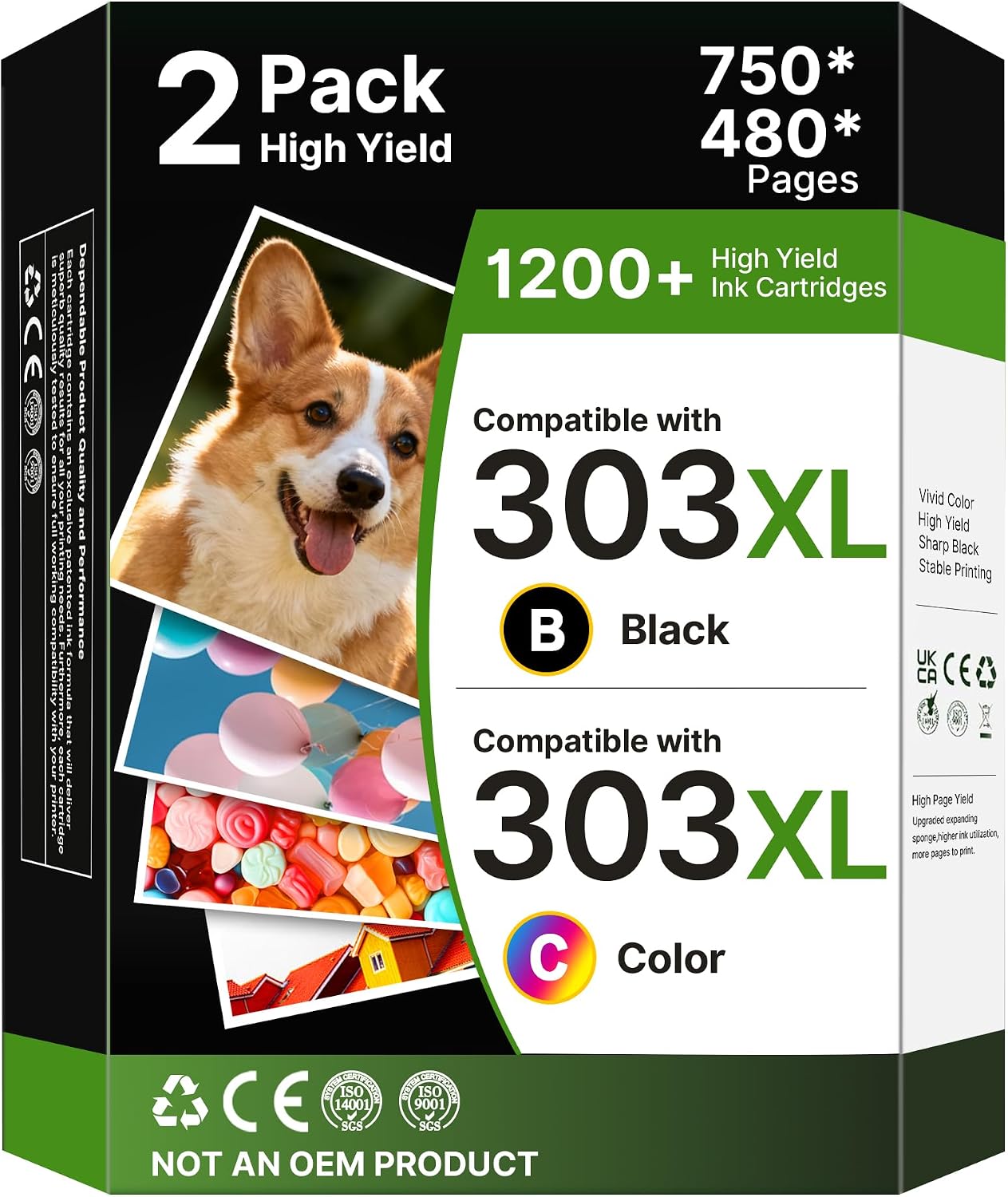 Detalle de 303XL / 303 XL ink cartridges combo pack (Black + Tri-colour) for HP 303 – replacement for Envy Photo & Tango X
