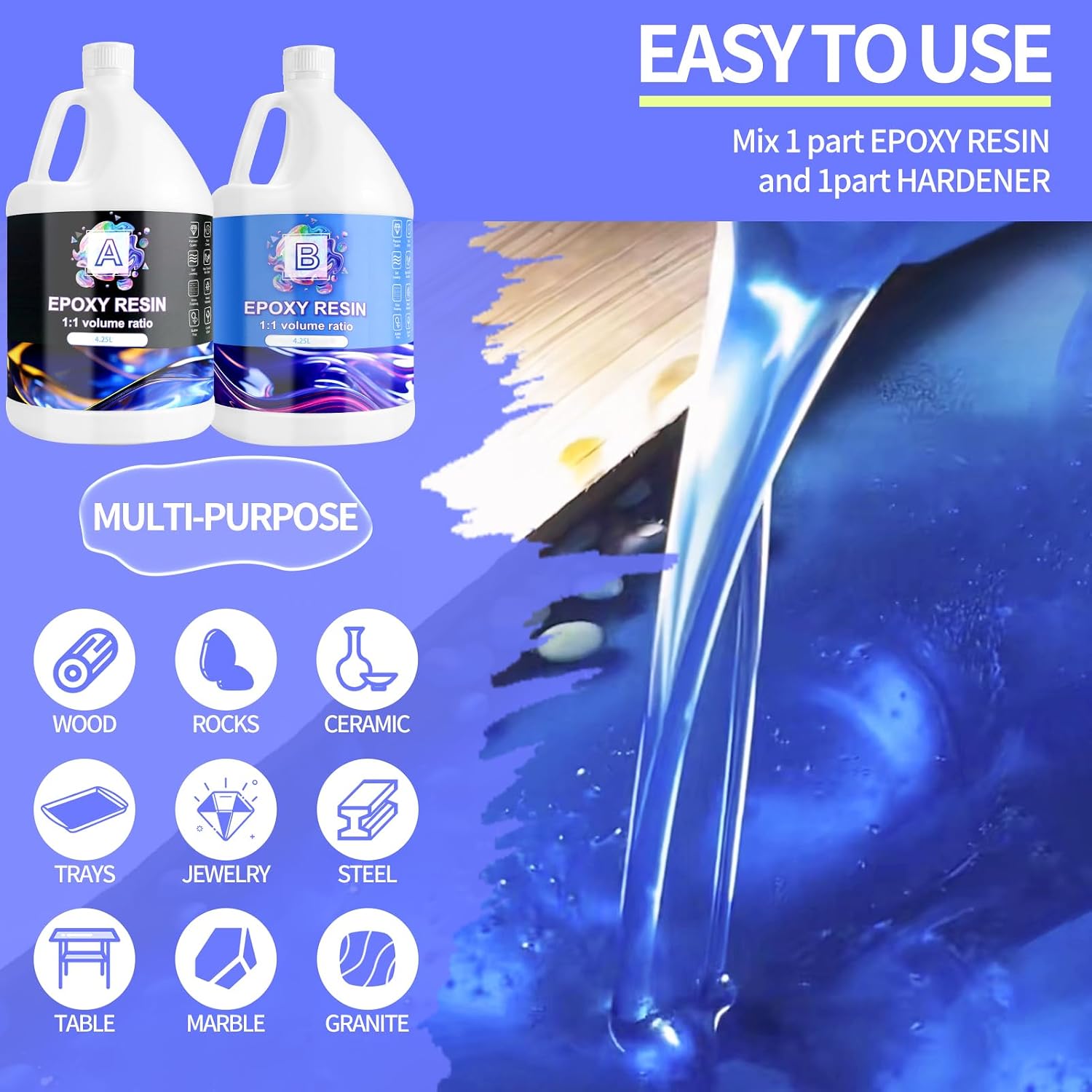 Detalle 2 de Ghguole Epoxidharz Set 8,5L fĂŒr DIY-Projekte đš