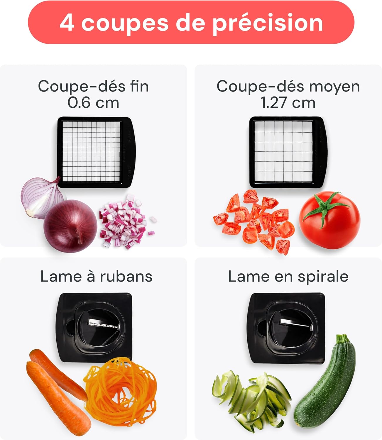 Detalle 2 de Fullstar Pro Original 4-in-1 groentesnijder met 4 messen en opvangbak