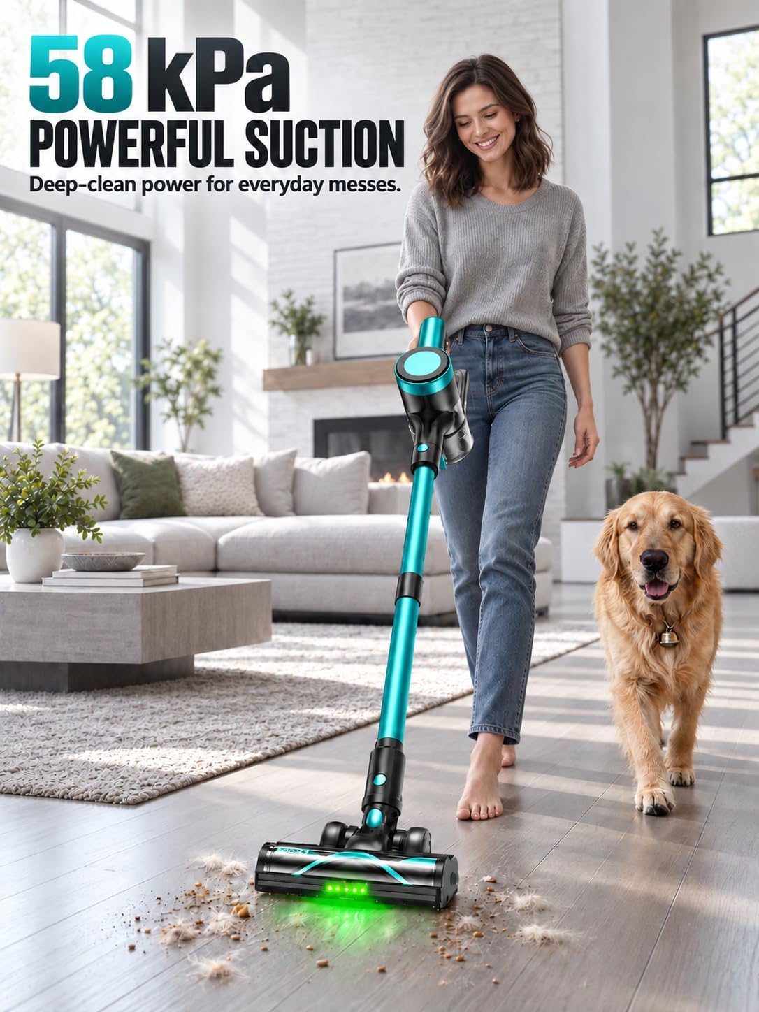 Detalle de OIRFND Cordless Stick Vacuum, 58KPa