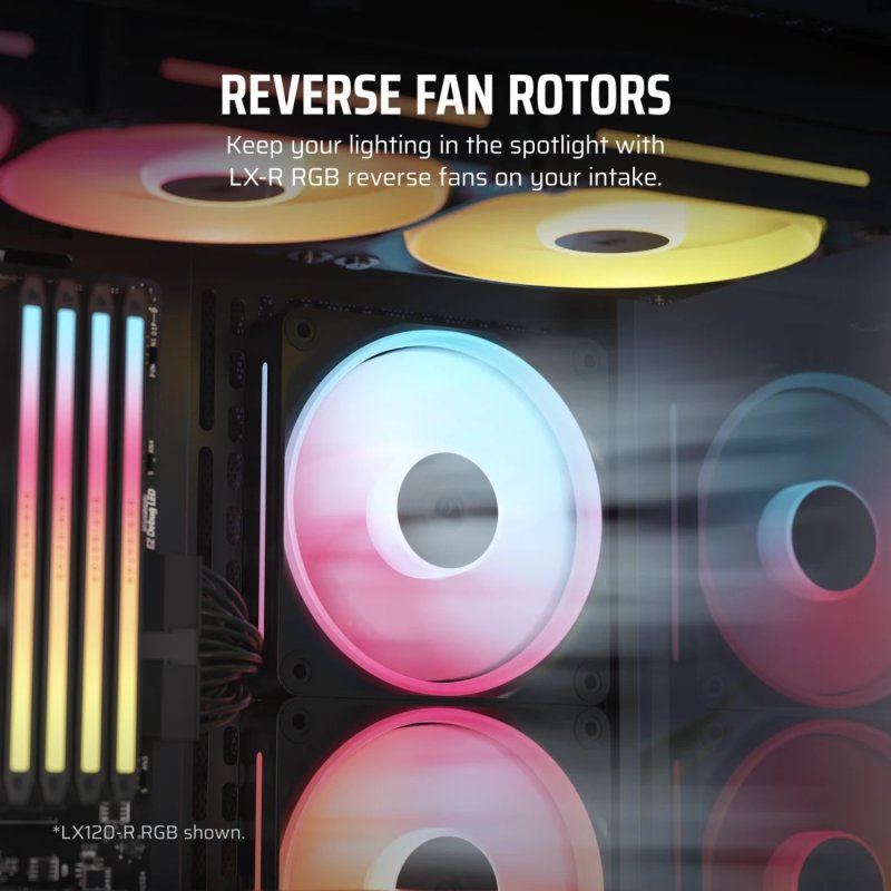 Detalle de Corsair iCUE LINK LX140-R RGB Pack Doble Ventilador Suplementario PWM 140mm – Negro