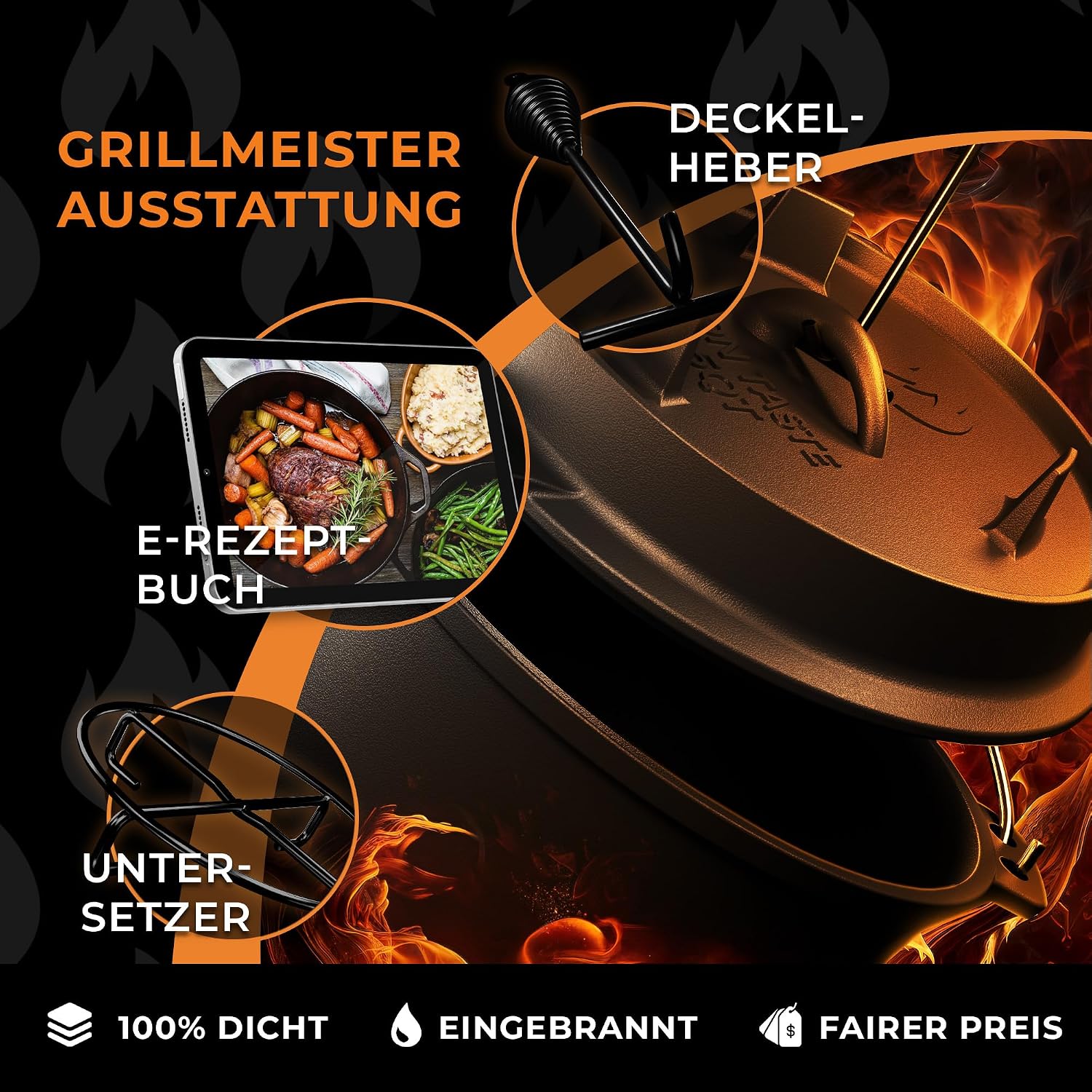 Detalle 2 de Dutch Oven Set 9L von Iron Taste