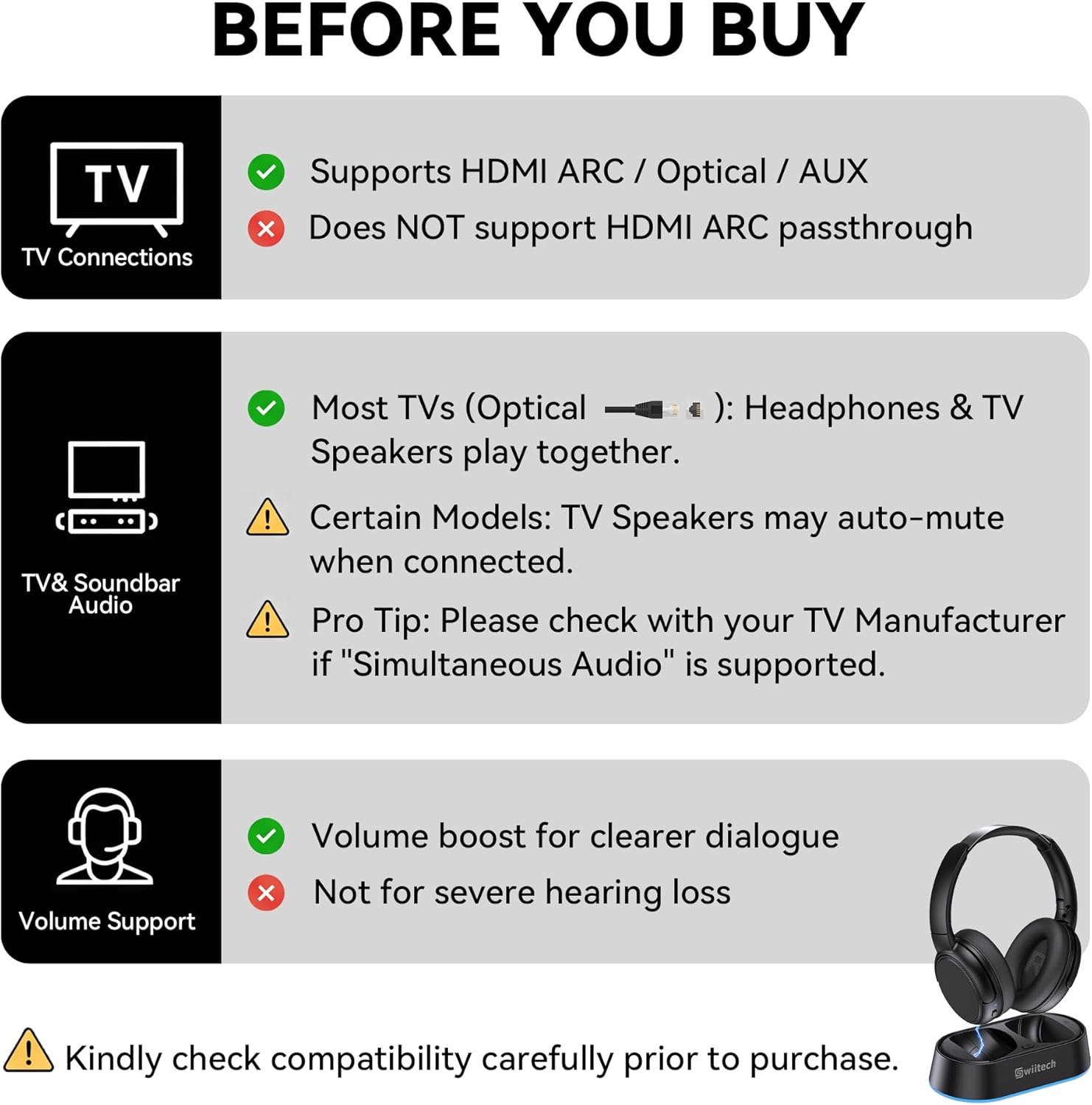 Thumbnail 5 de Wireless TV Headphones Bluetooth 5.3 Transmitter