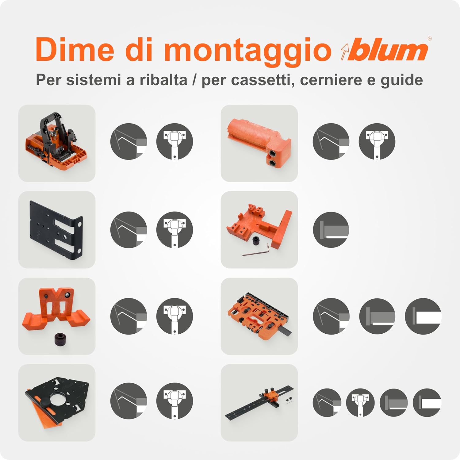 Thumbnail 4 de Blum 7101909 Dima per trapano Blumotion/Tip-On 970A (arancione) per il montaggio professionale