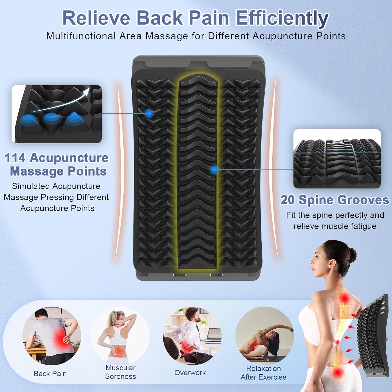 Detalle 2 de MINOLL Back Stretcher for Lower Back Pain Relief – Multiple Level Adjustable Lumbar Back Cracker Board