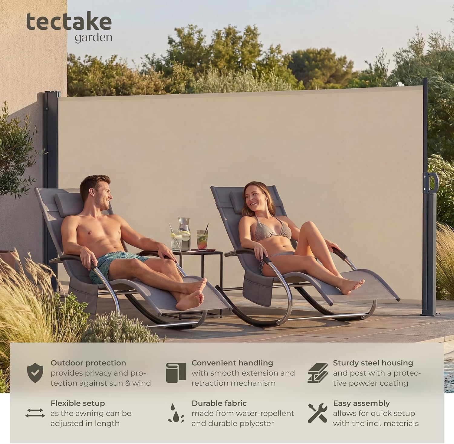 Detalle 2 de tectake 406594 sidomarkis 300 x 160 cm med UV-skydd 50+