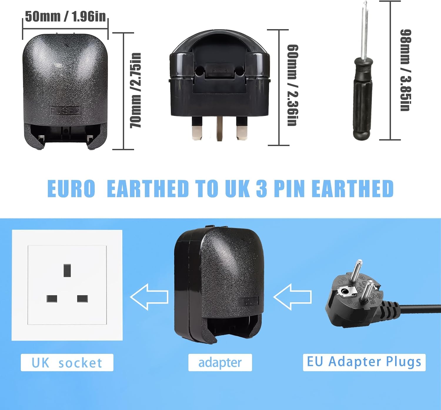 Thumbnail 1 de OFOAEEA Euro to UK Plug Adapter 13 A 🔌