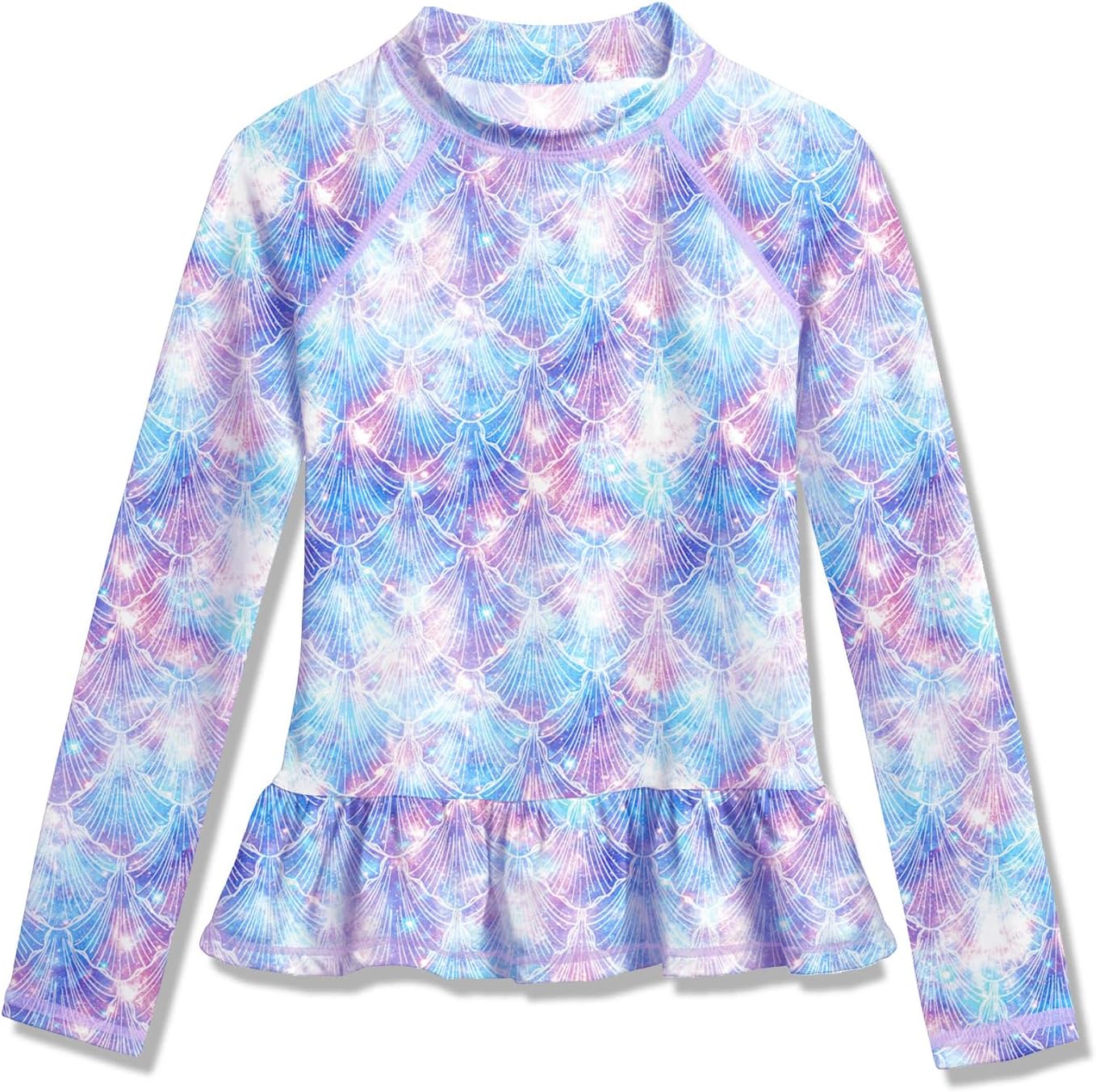 Detalle de BesserBay Mädchen UV Shirt UPF 50+ Raglanärmel Schwimmshirt mit Rüschensaum (Größen 110–160)