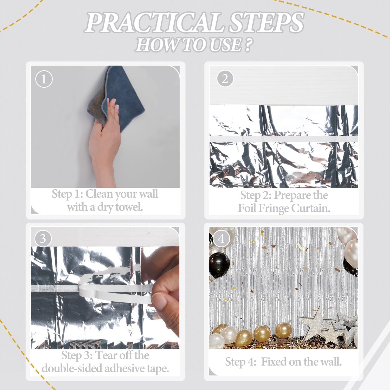 Detalle 2 de DECOCKRAT Foil Fringe Backdrop 3.3x8.2 ft