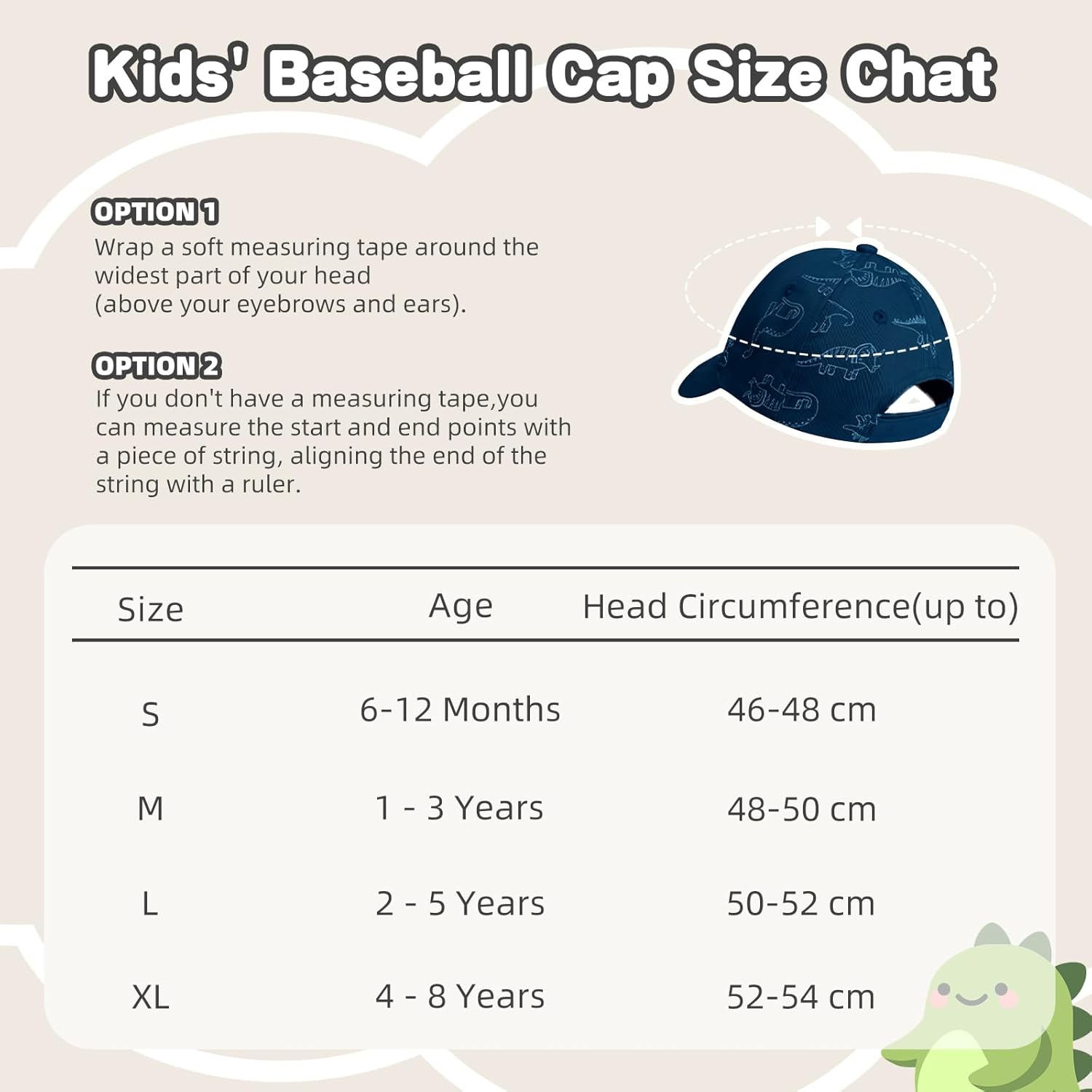Thumbnail 5 de TOMEEK Kids cotton sun hat baseball cap with adjustable strap and dino print