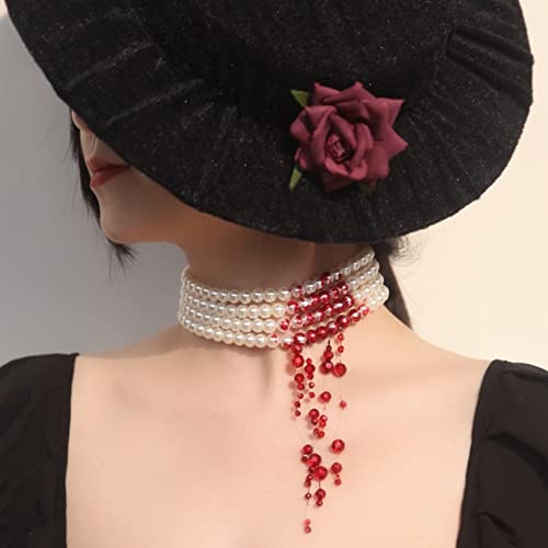 Thumbnail 5 de Handmade Vampire Choker with Dripping Blood Imitation Pearls by Ausdxreky