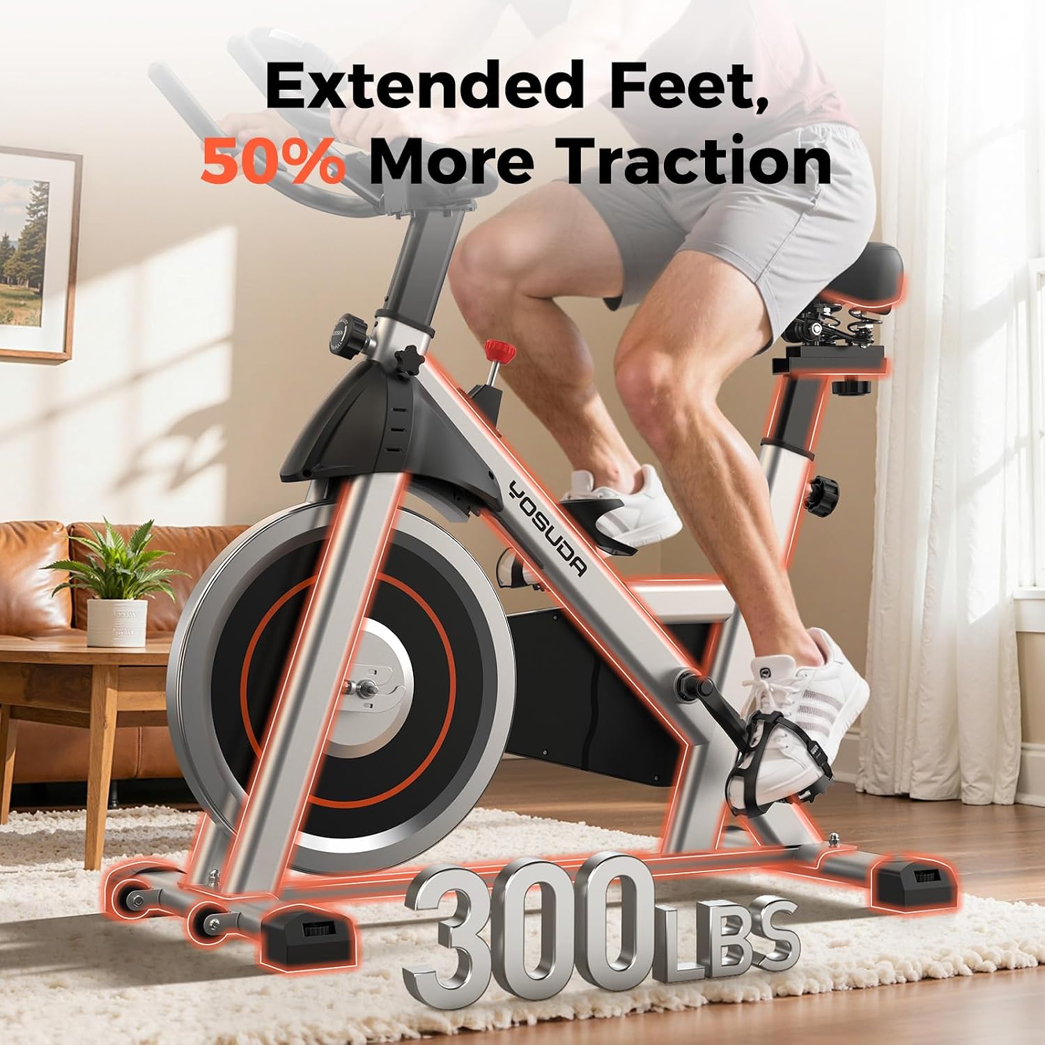 Detalle de YOSUDA Exercise Bike: Magnetic Indoor Cycling with Exclusive App, 300 lb Capacity