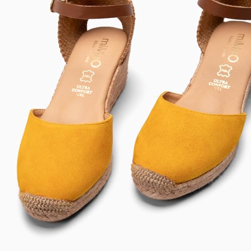 Detalle 2 de Espadrilles à Talon compensé en Cuir Jaune miMaO — EU 37, confort et élégance espagnole