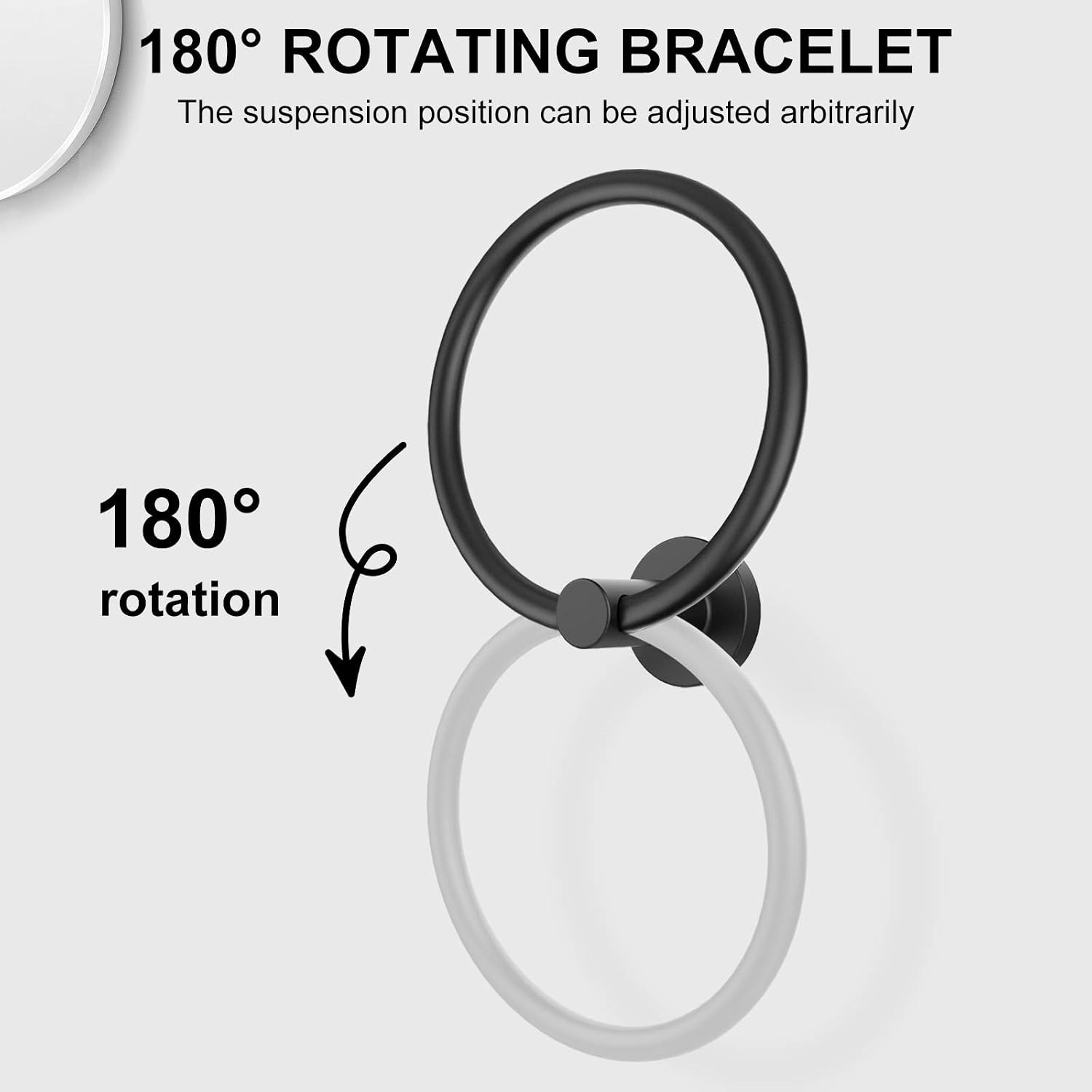 Detalle de SetSail k009 Tr-BK-2p-SS Wall-Mounted Towel Rings, Matte Black, 2-Pack