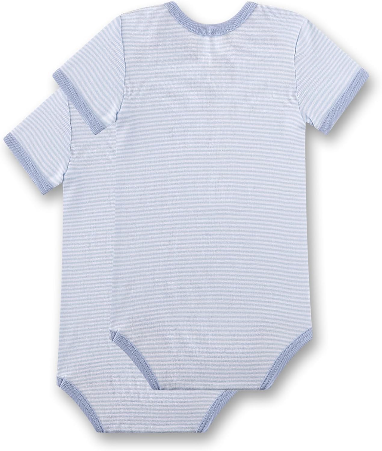 Detalle 2 de Sanetta Baby-Body Doppelpack Kurzarm Blau-Weiß Ringel aus 100% Bio-Baumwolle