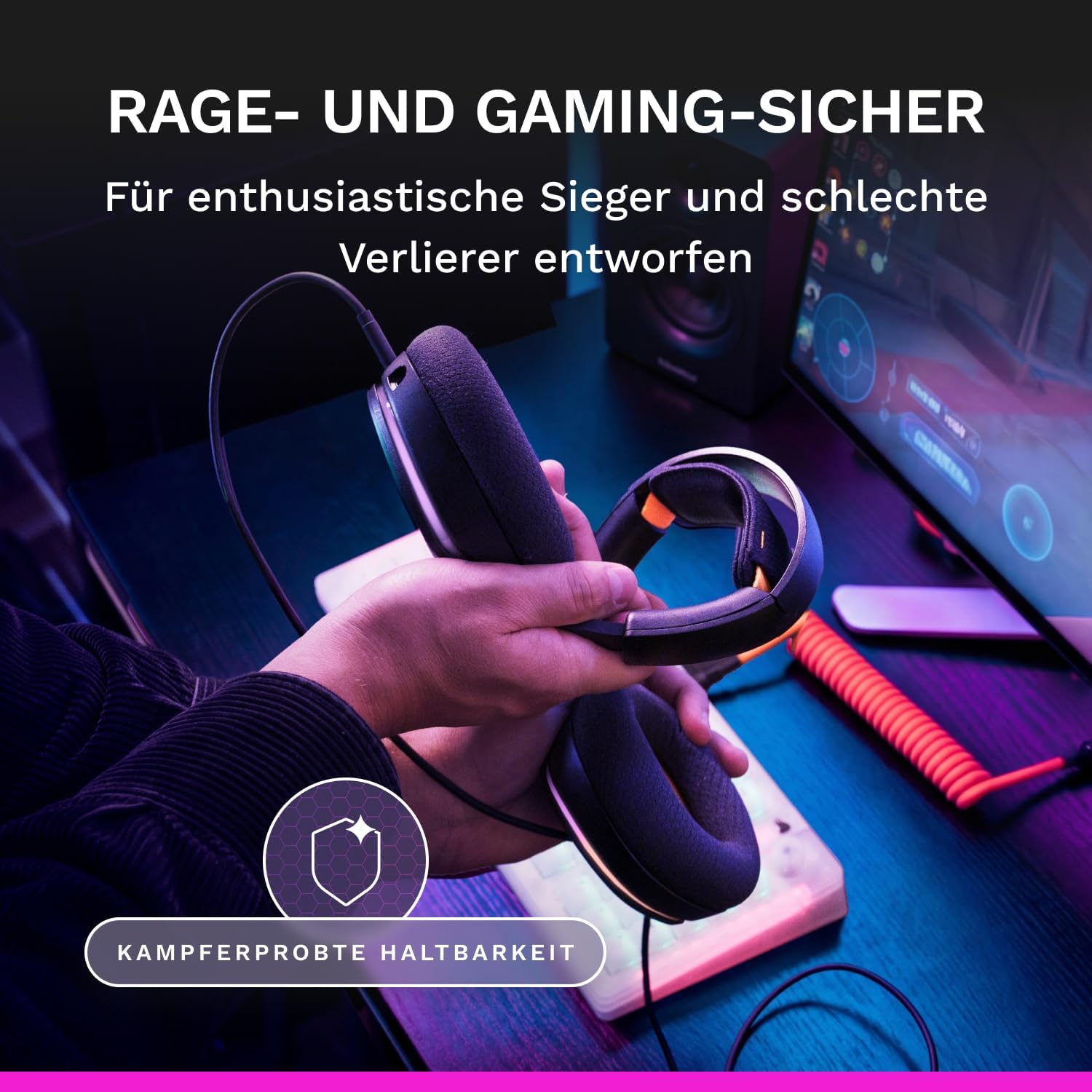 Detalle de GLORIOUS GHS Eternal RGB Gaming-Headset – Abnehmbares Mikrofon, USB-C, 16,8 Mio. Farben, Komfort & Robustheit
