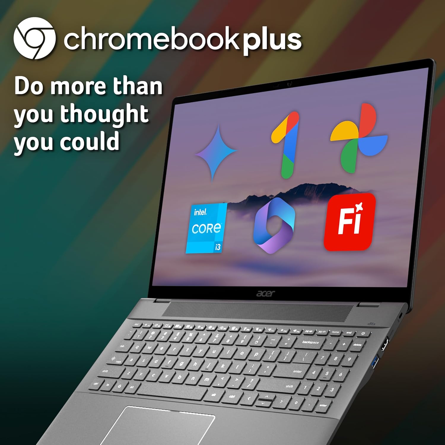 Thumbnail 1 de Acer Chromebook Plus 516 CB516-1H (Intel Core i3, 8GB RAM, 256GB SSD) — 16" WUXGA laptop with Chrome OS