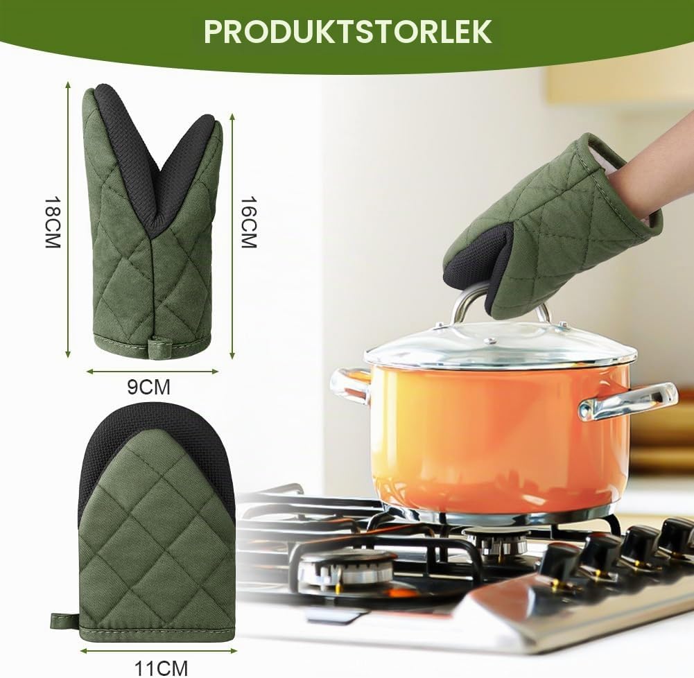 Detalle de AUAUY M1-3507172 miniugnsvantar, 2-pack med halkfri yta och värmetålighet till 220 °C