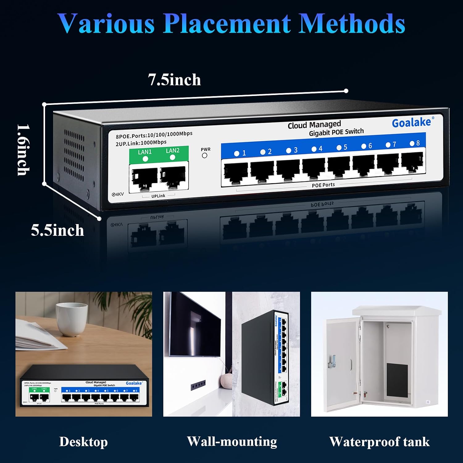 Thumbnail 6 de Goalake 10-Port Gigabit PoE+ Cloud Managed Switch
