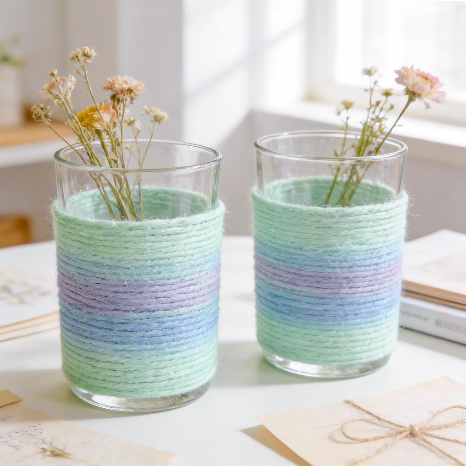 Thumbnail 3 de G2PLUS 2MM Gradient Colour Jute Twine (100M) – Mint Green Natural Crafting String