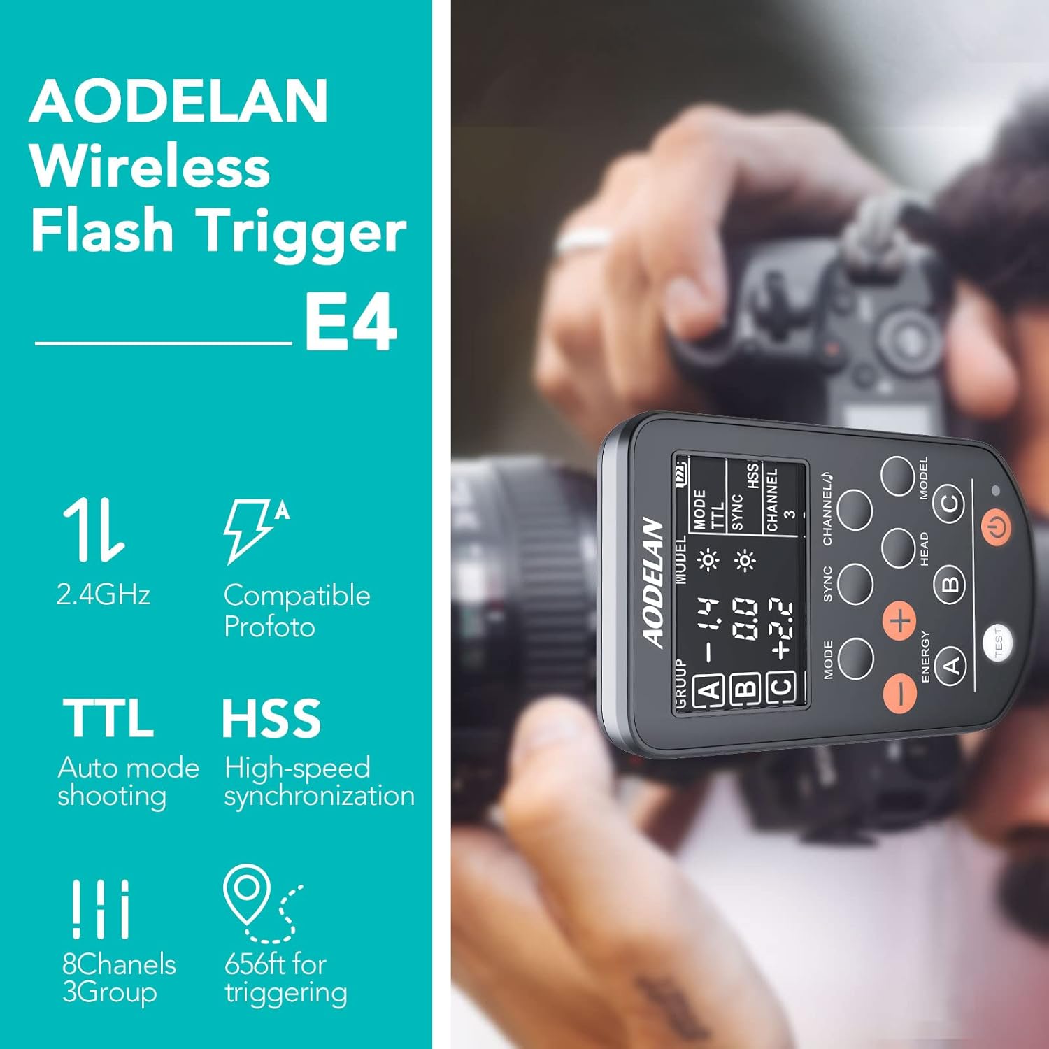 Thumbnail 1 de AODELAN TTL HSS Funkblitz-Fernauslöser (1/8000 s) für Sony, AirTTL-kompatibel – 8 Kanäle & 3 Gruppen