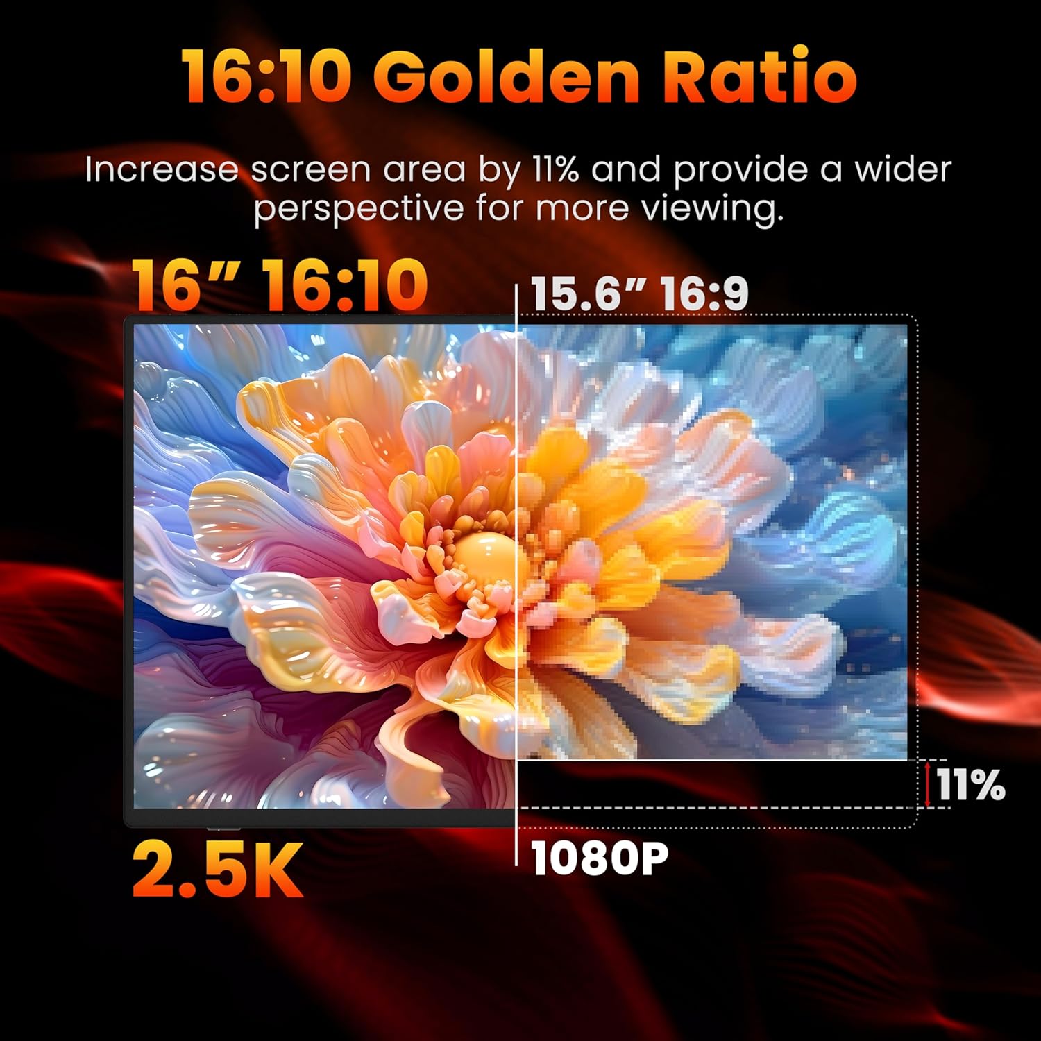 Thumbnail 4 de Upperizon 16-inch Portable Monitor: 2.5K QHD, 144 Hz, USB-C/HDMI, Aluminum Build