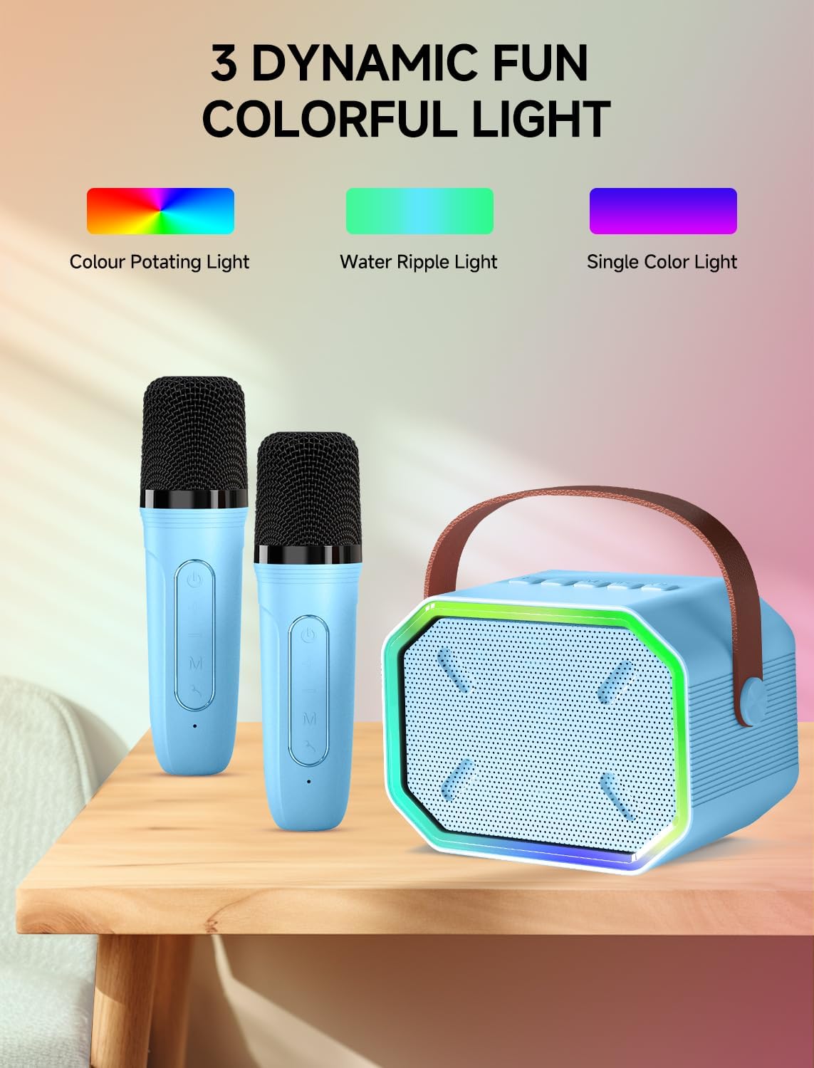Detalle 1 de Caiord P3 Kids Karaoke Machine with 2 Wireless Microphones and Bluetooth 5.3