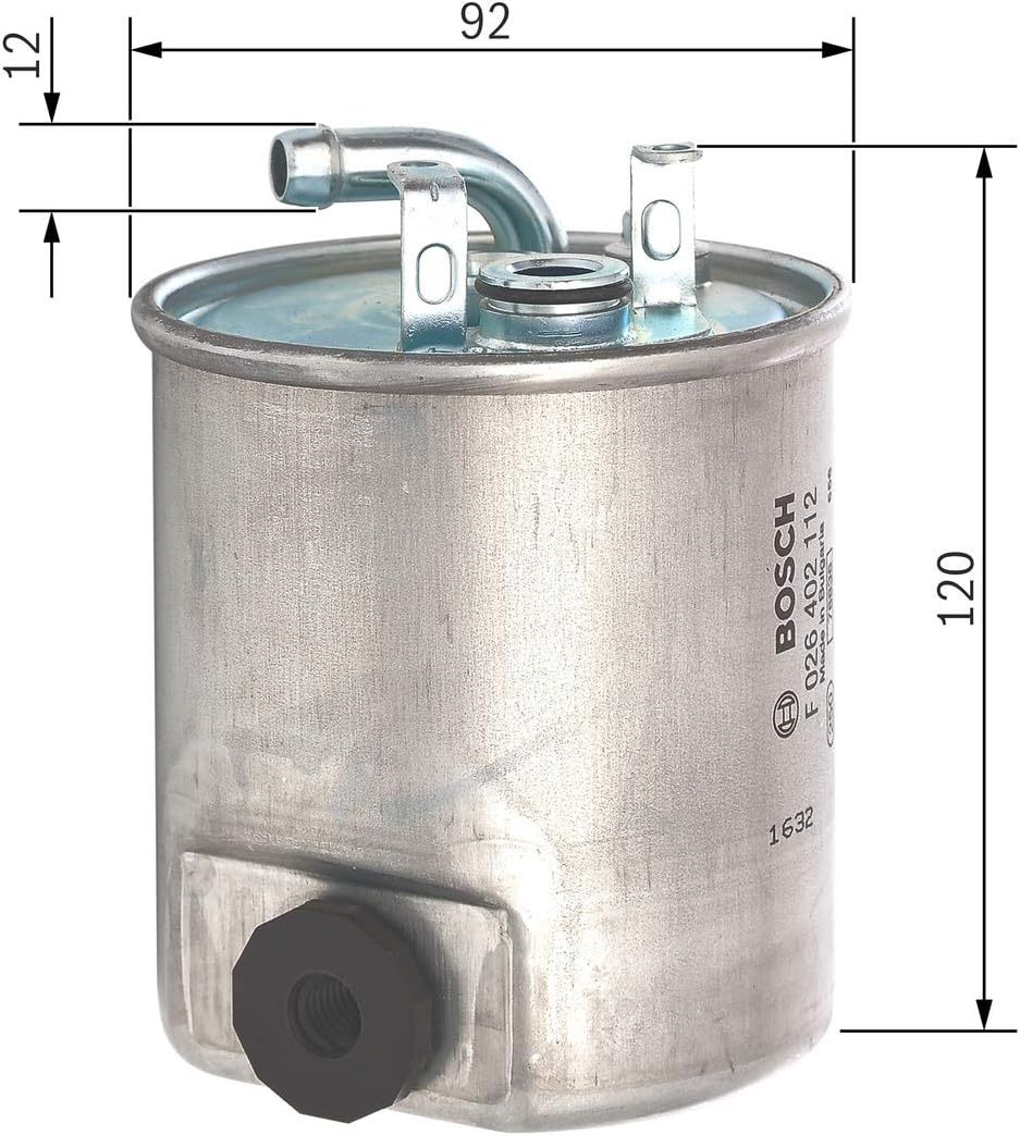 Detalle 2 de Filtro Diesel Bosch N2112 per Auto: separa particelle e acqua, proteggendo l’impianto di iniezione
