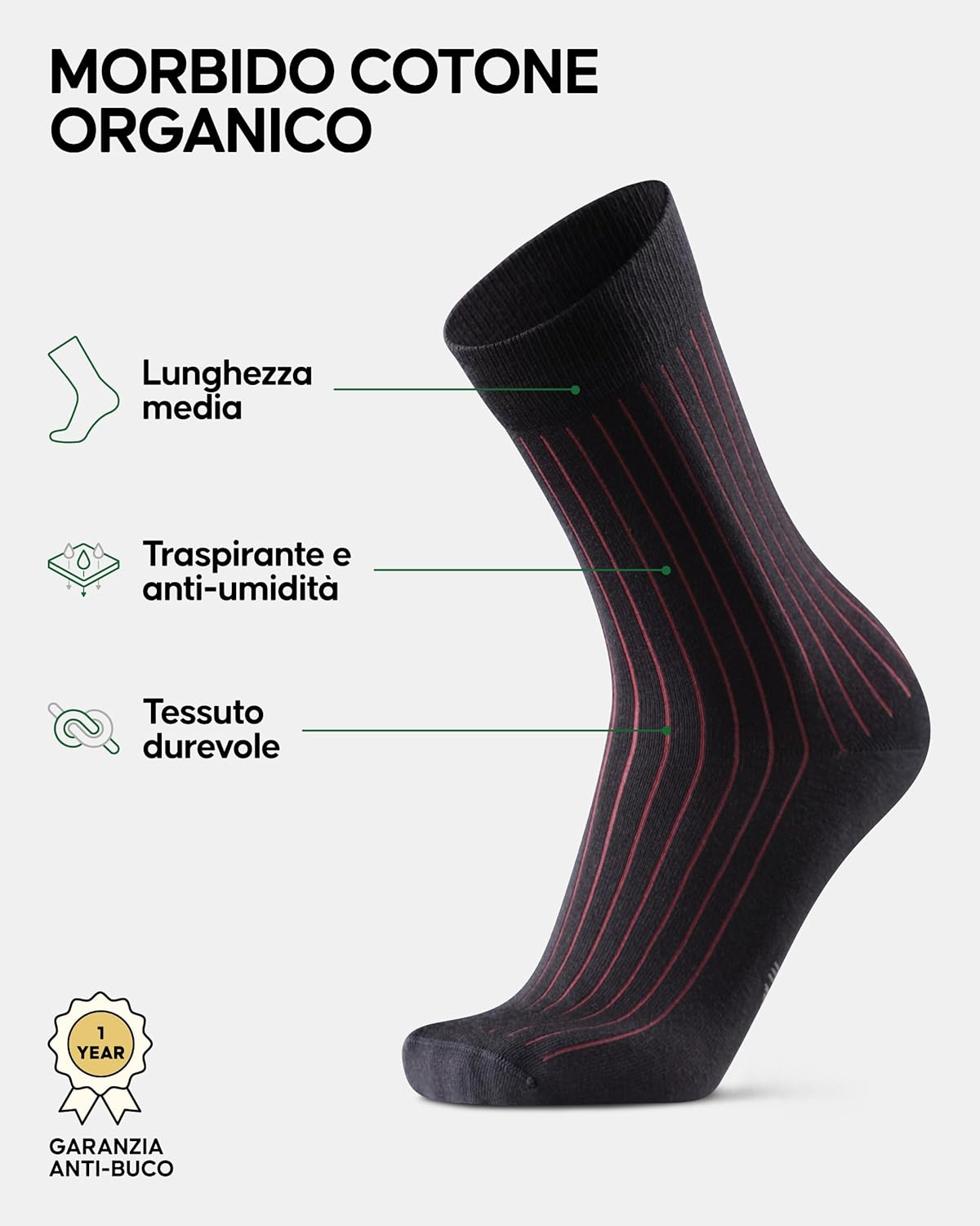 Detalle de DANISH ENDURANCE Calzini in Cotone Premium – 6 Paia, morbidi, traspiranti e sostenibili