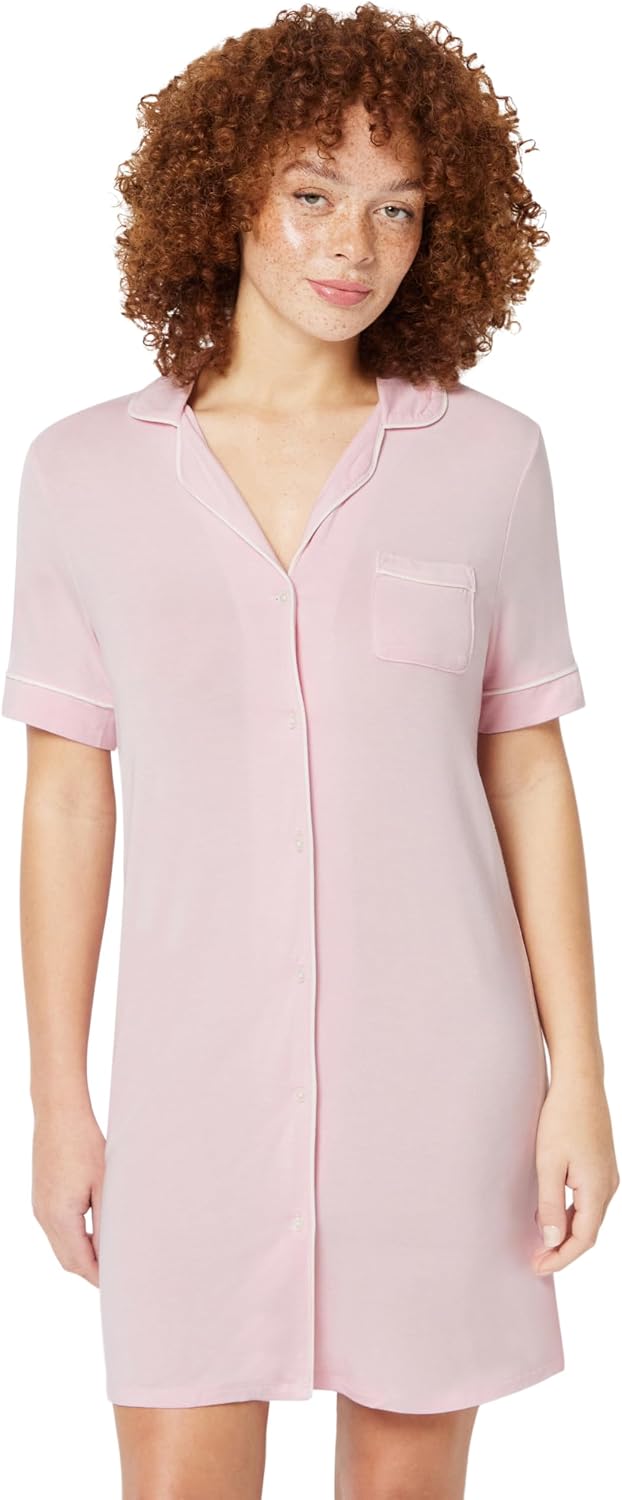 Detalle 2 de Amazon Essentials Women's Modal-Blend Nightgown, Short Sleeve Button-Down