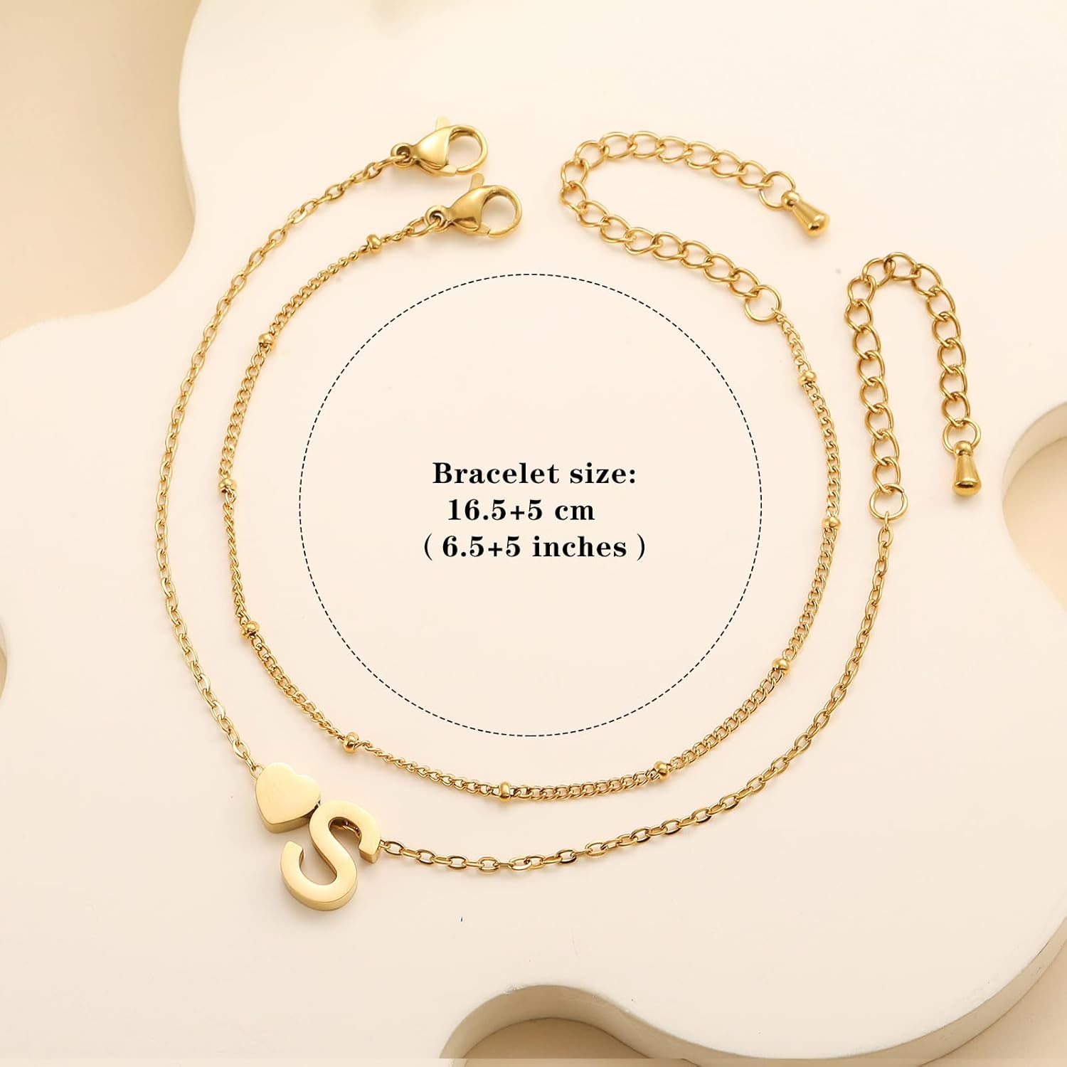 Detalle de HSWYFCJY Armband Damen Silber Gold Buchstaben – Personalisiertes Edelstahlarmband Set