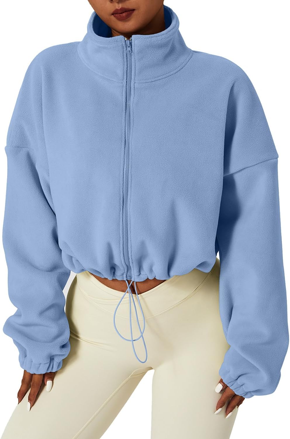 Thumbnail 6 de QINSEN Women's Fleece Crop Jacket Warm Sherpa Coat