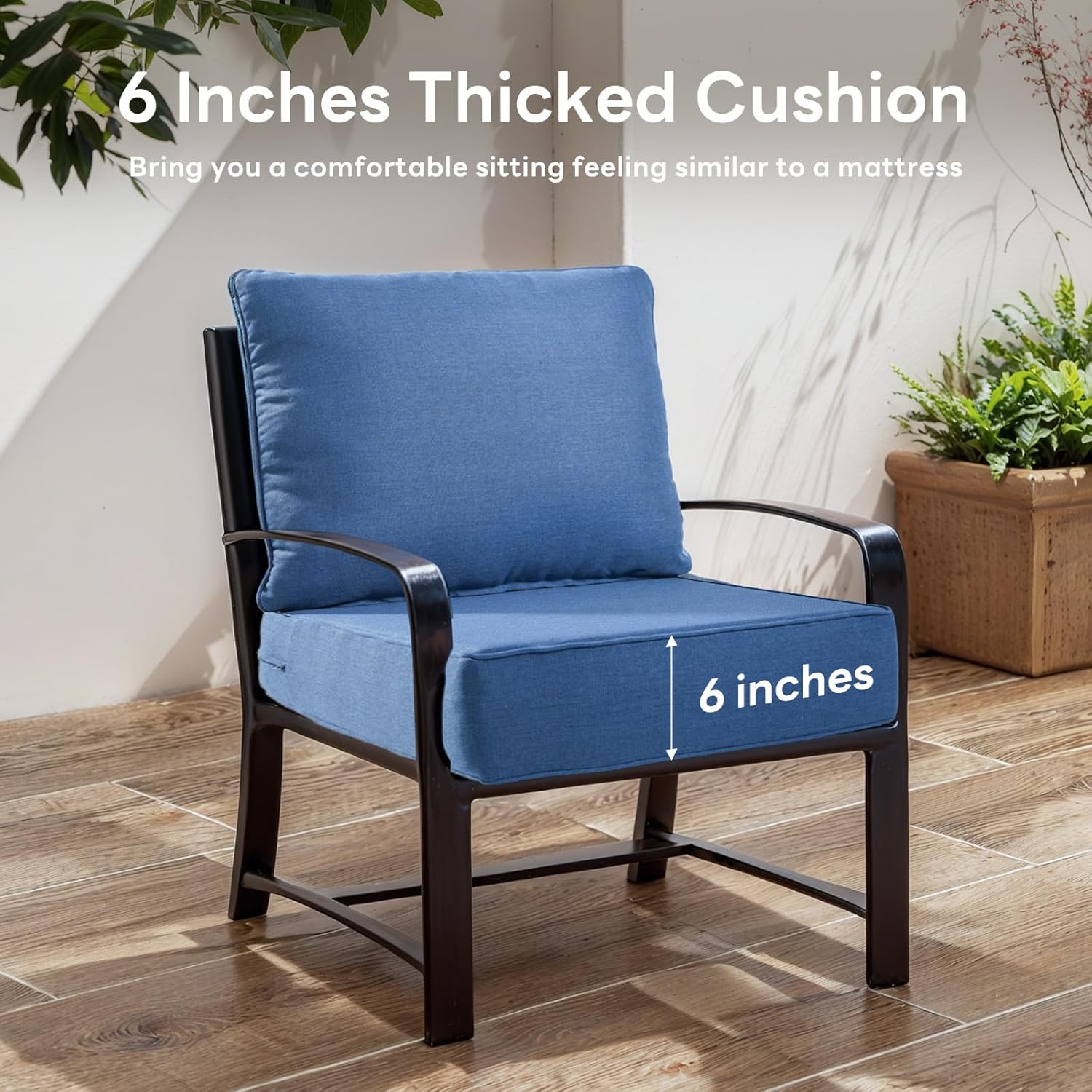Thumbnail 2 de Artfurniz Outdoor Chair Cushion Set, Blue, 6-Inch, Olefin Covers