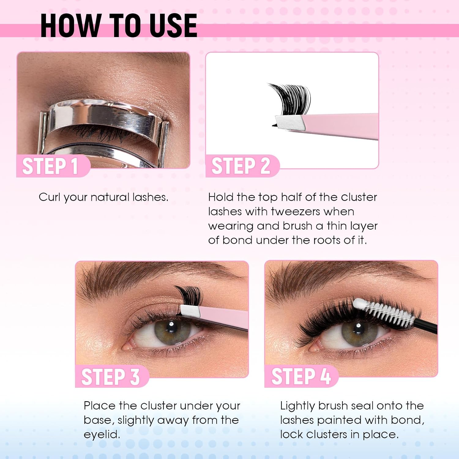Thumbnail 6 de FADLASH 80D+100D Lash Clusters Kit, D Curl, 10–18mm, Bond and Seal