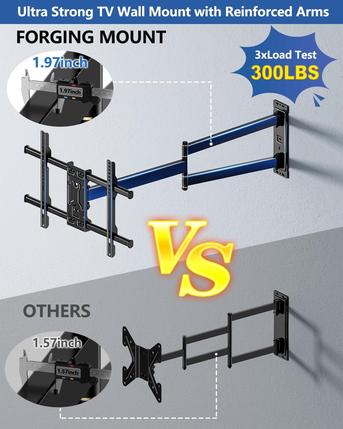 Thumbnail 3 de FORGING MOUNT Long Arm Corner Full-Motion TV Wall Mount (32–75 inch, up to 100 lbs, 33” extension)