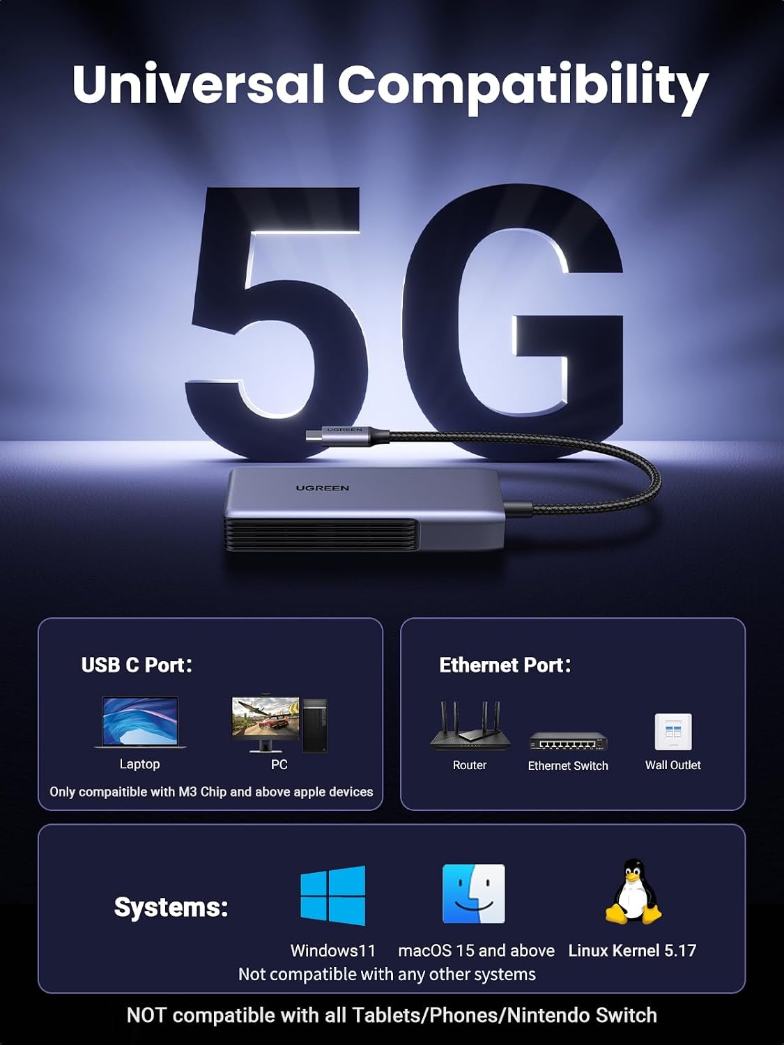 Thumbnail 5 de UGREEN USB C Ethernet Adapter 5Gbps