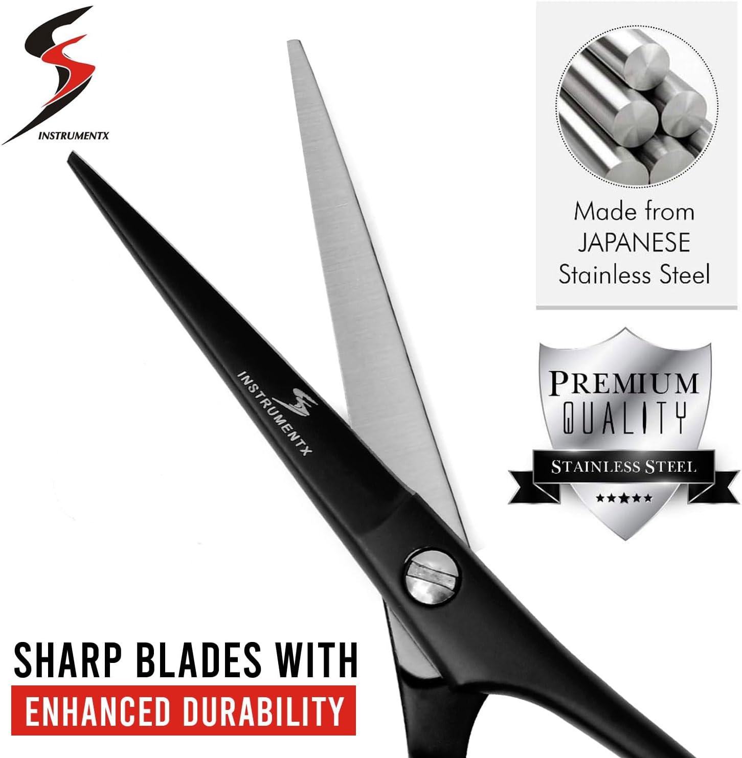 Thumbnail 3 de SS INSTRUMENTX - Ciseaux barbe homme professionnels, multi-usages en acier inoxydable, noir, ambidextre