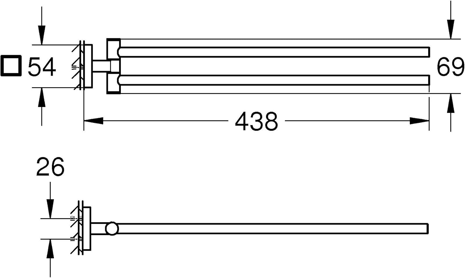 Detalle de GROHE Quickfix Start Cube Portasciugamani da Parete Nero Opaco, 438 mm