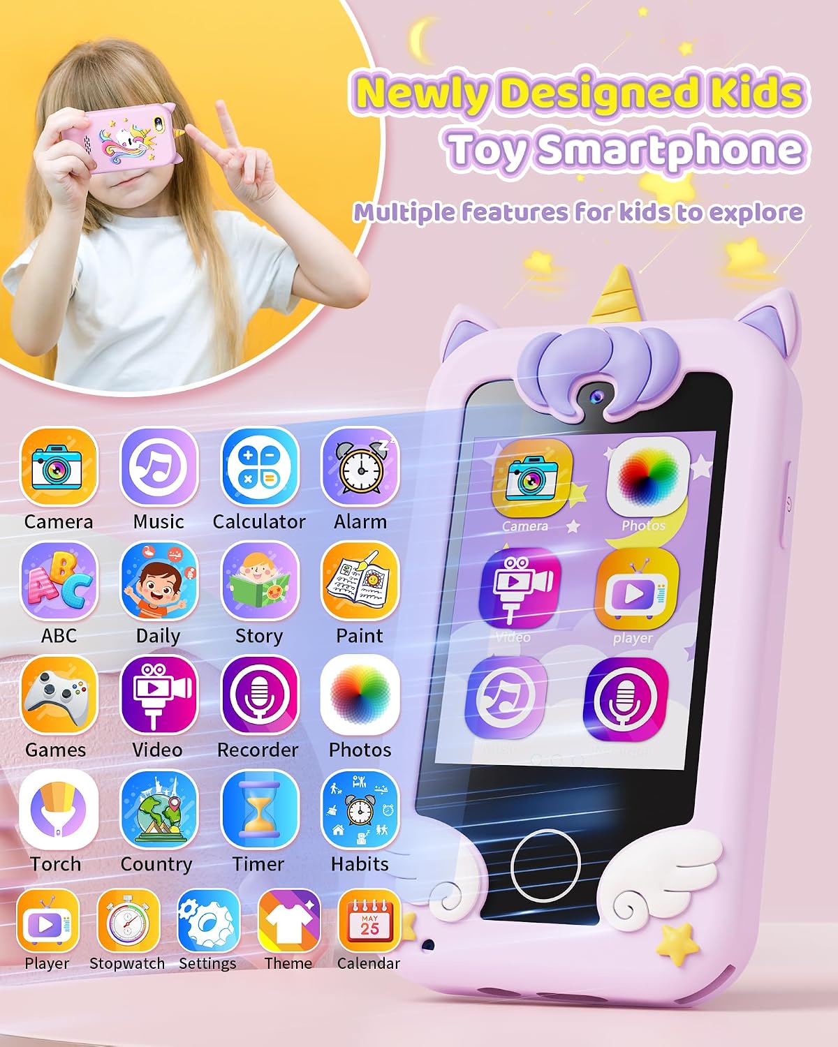 Thumbnail 1 de Kinder Handy Smartphone Spielzeug – Einhorn-Geschenke, Lernspaß und Alltagstauglichkeit für 3–8-Jährige
