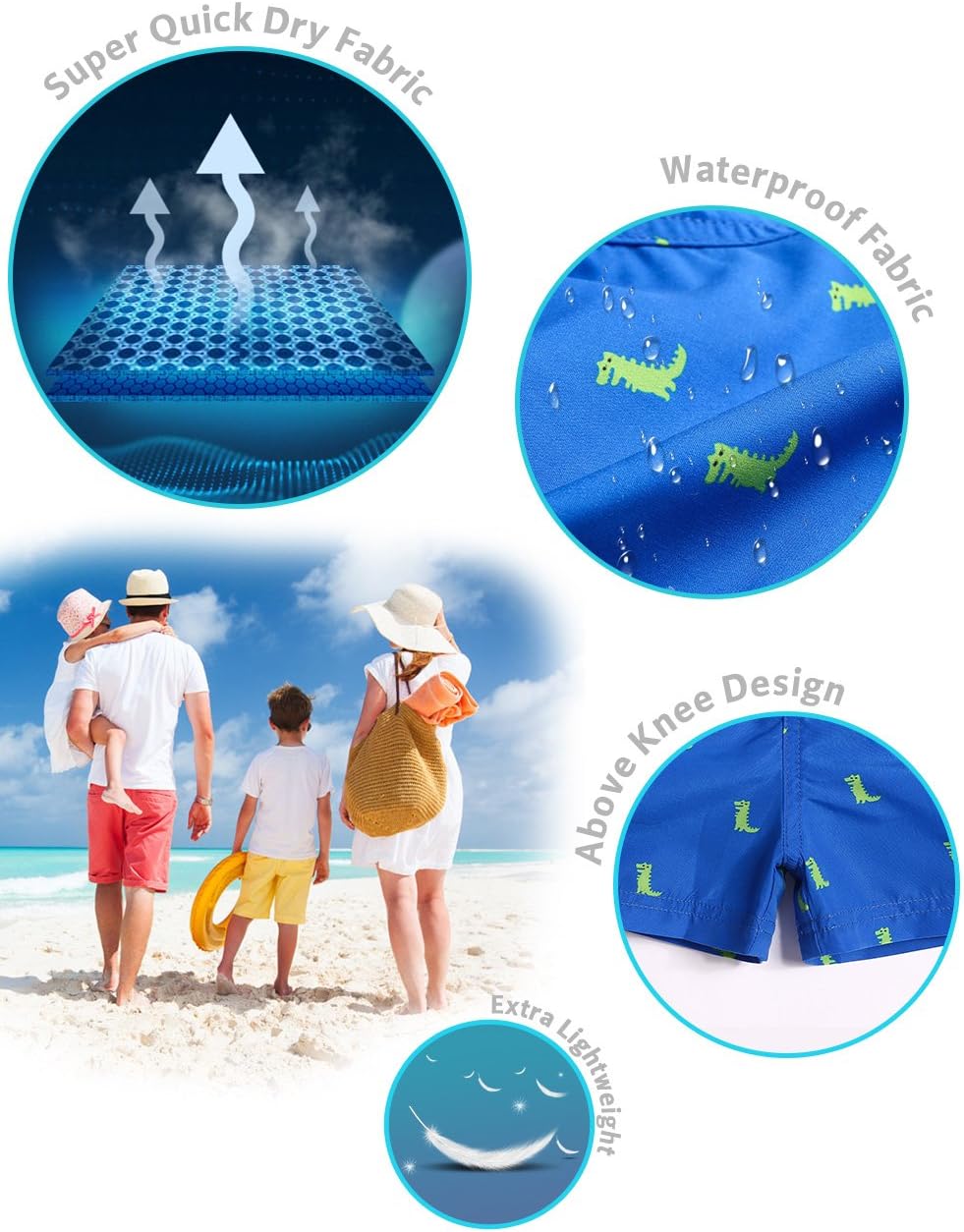 Thumbnail 3 de MaaMgic Kleine Jungen Badeshorts Schnelltrocknend – Boardshorts mit Mesh-Futter, Taschen und verstellbarem Tunnelzug