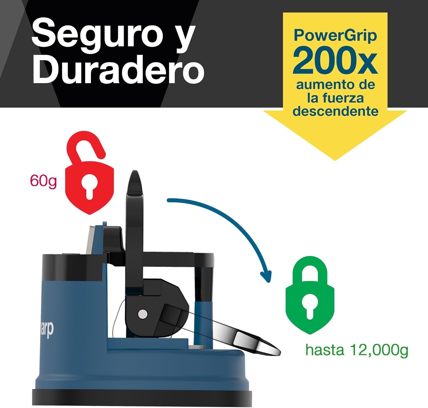 Thumbnail 2 de AnySharp Afilador de Cuchillos ✨ Seguridad sin Manos, Azul