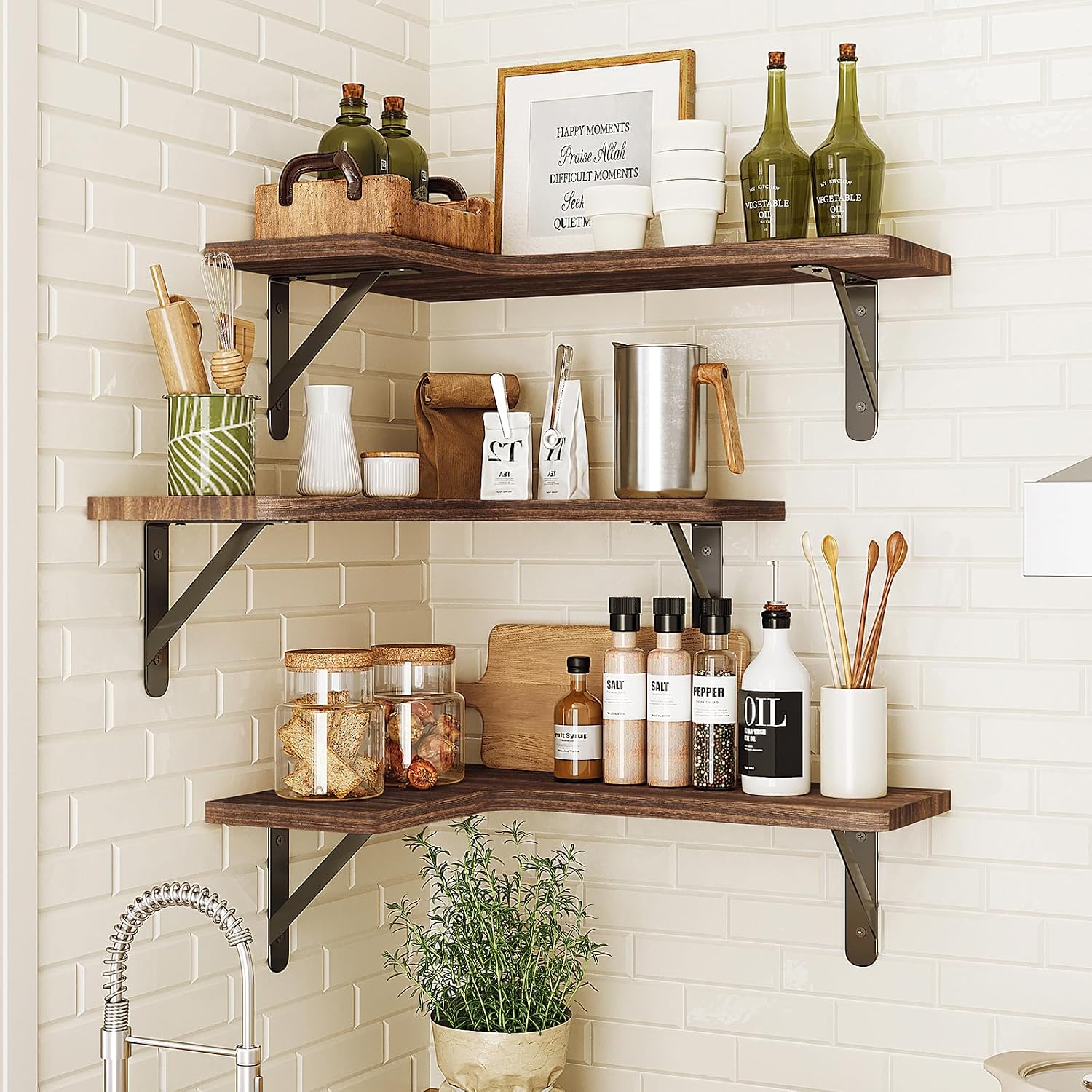 Thumbnail 6 de Fixwal Floating Shelves Set of 5 rustic wall shelves 🪵