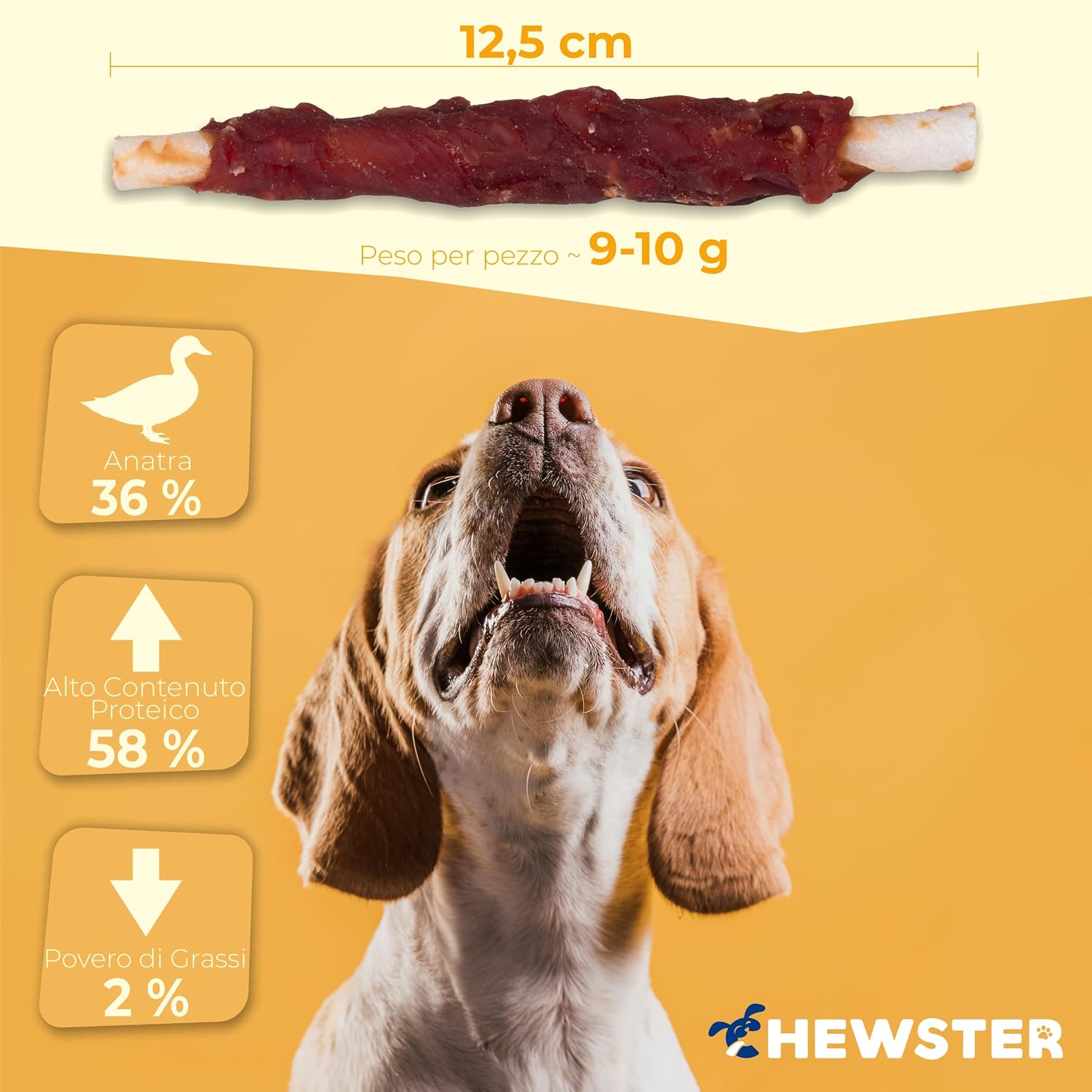 Detalle de CHEWSTER Bastoncini da masticare con Anatra – Snack per cani 800 g (85 pz) – Masticazione naturale e dentale