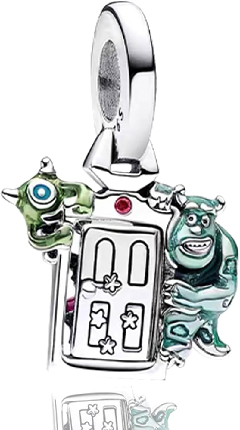 Detalle de HAEPIAR charm in argento sterling 925 con ciondolo “mostro” verde per bracciale o collana