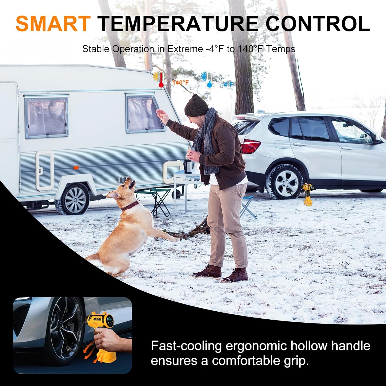 Thumbnail 5 de 9600mAh Tire Inflator Portable Air Compressor — Corded/Cordless, 160 PSI