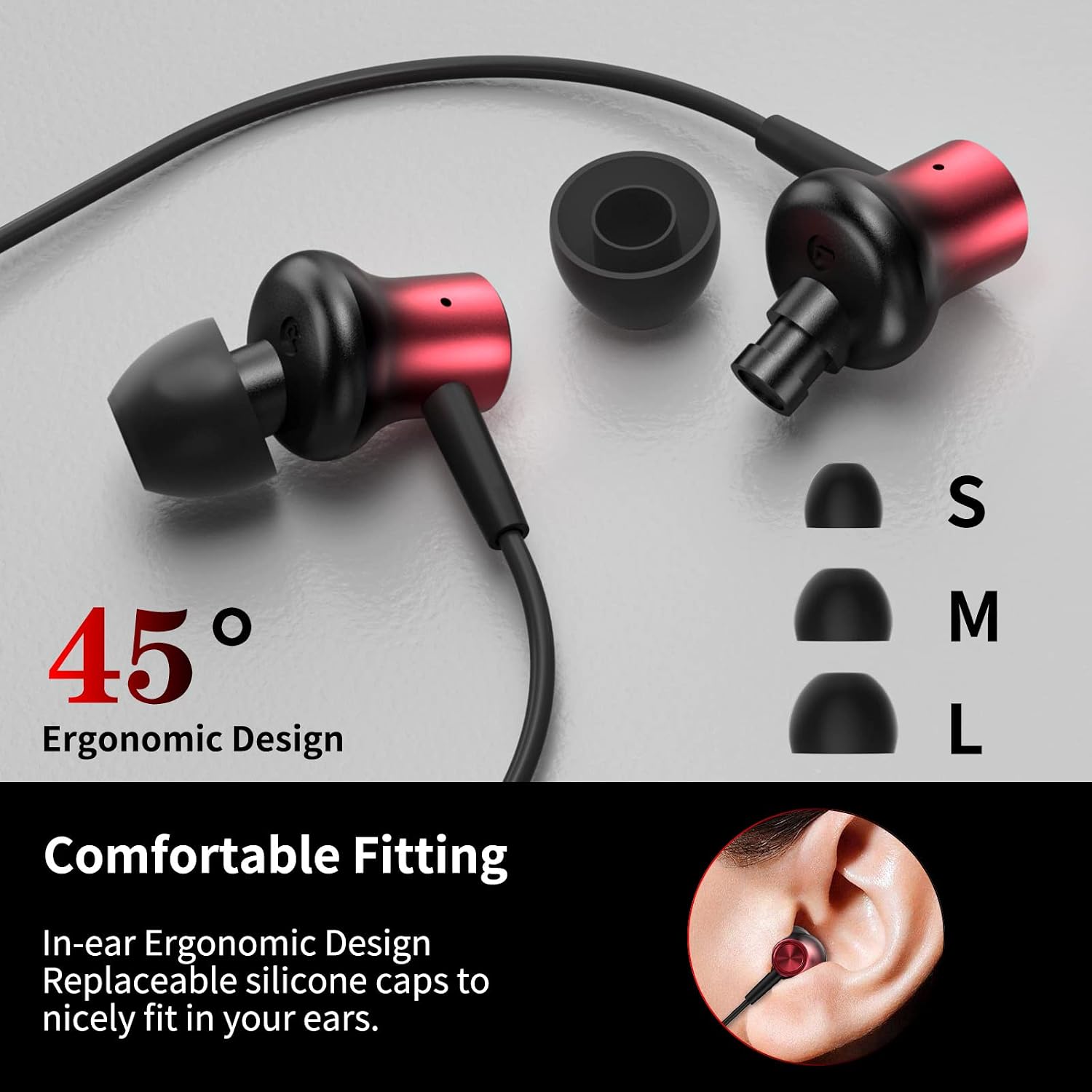 Detalle de HGCXING HGCXING00043 Wired Earbuds, 3.5 mm Magnetic In-Ear Headphones