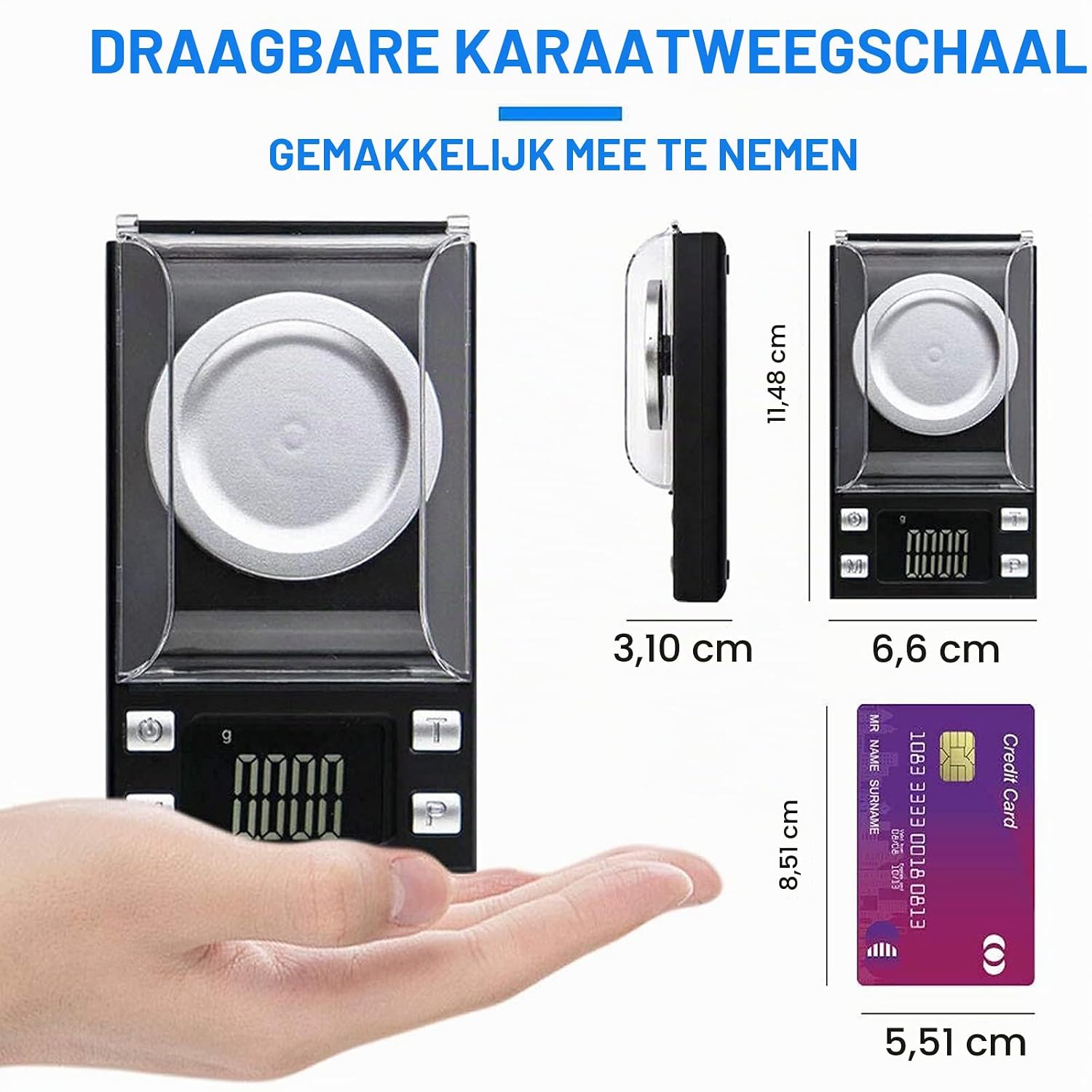 Detalle de UNIWEIGH milligramweegschaal 50 g/0,001 g met verlicht lcd-scherm