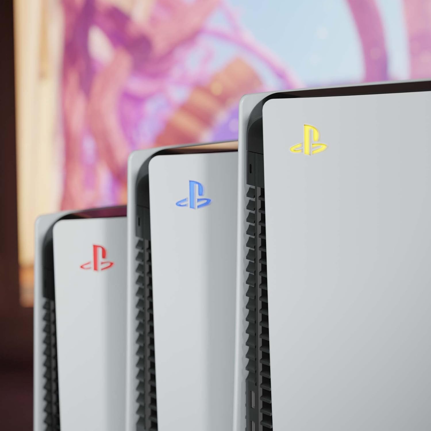 Detalle 2 de PlayVital Custom Vinyl Decal Skins for PS5 Console (Logo Underlay Sticker) – 9 Colours & 3 Retro Styles