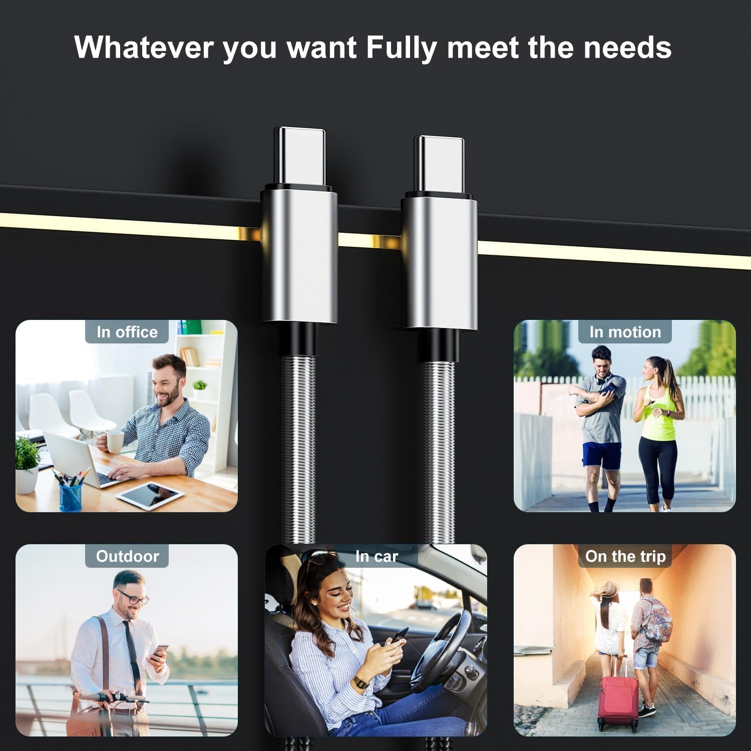 Thumbnail 6 de Jeenek Long USB-C to USB-C Charger Cable (10ft) — 60W Fast Charging Cord