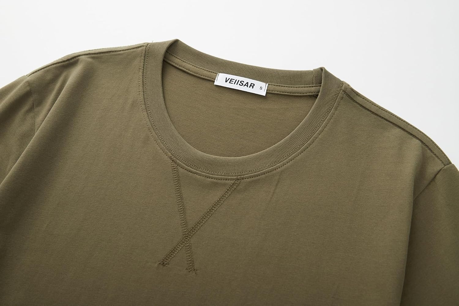 Thumbnail 4 de VEIISAR Herren Dickes Rundhals-T-Shirt aus 100% Baumwolle – Heavy Duty, Preshrunk, Longline